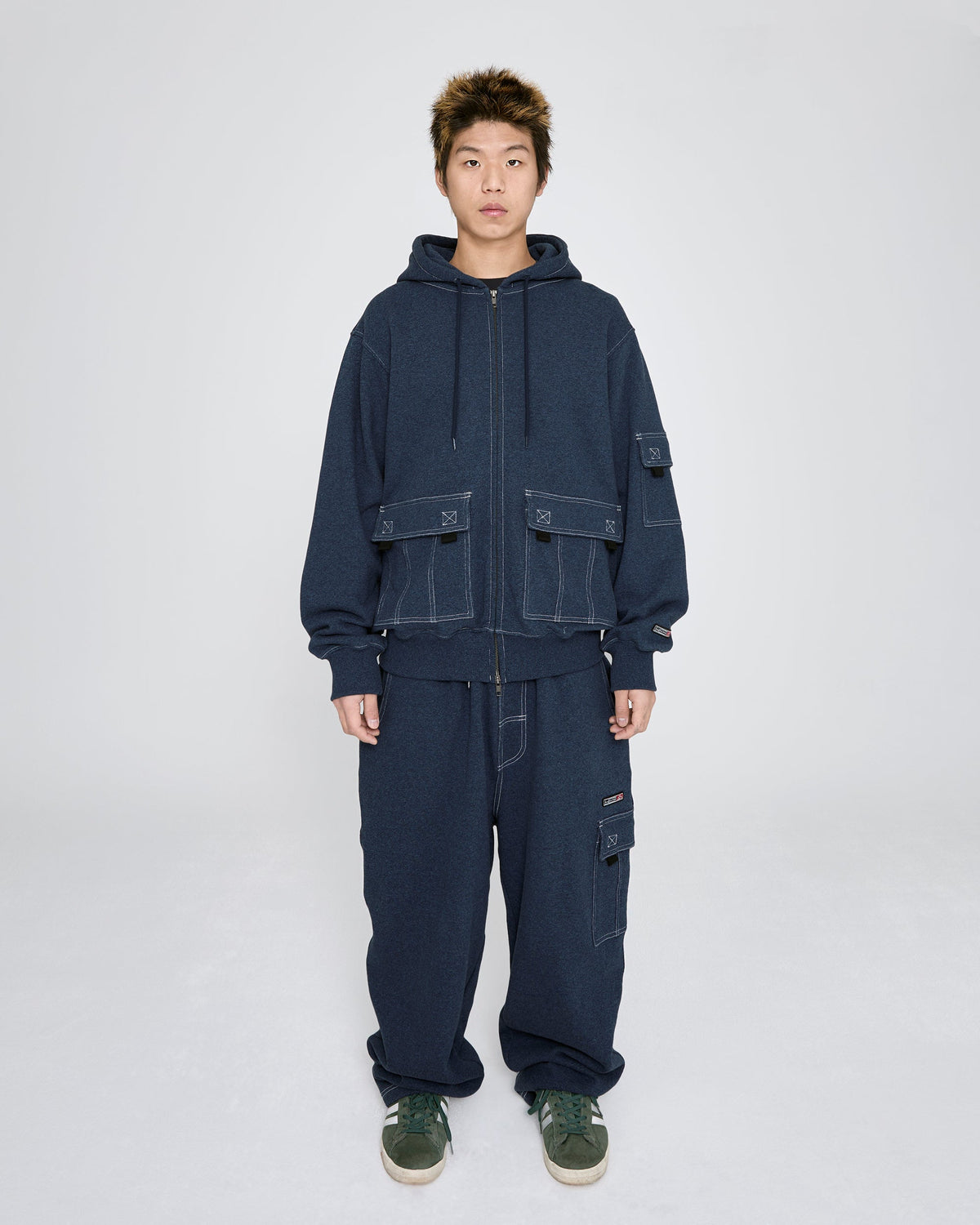 yeseyesee - Y.E.S Stitch Pocket Zip Up Hoodie (Navy) product image 7 | TRAB K-Fashion Australia