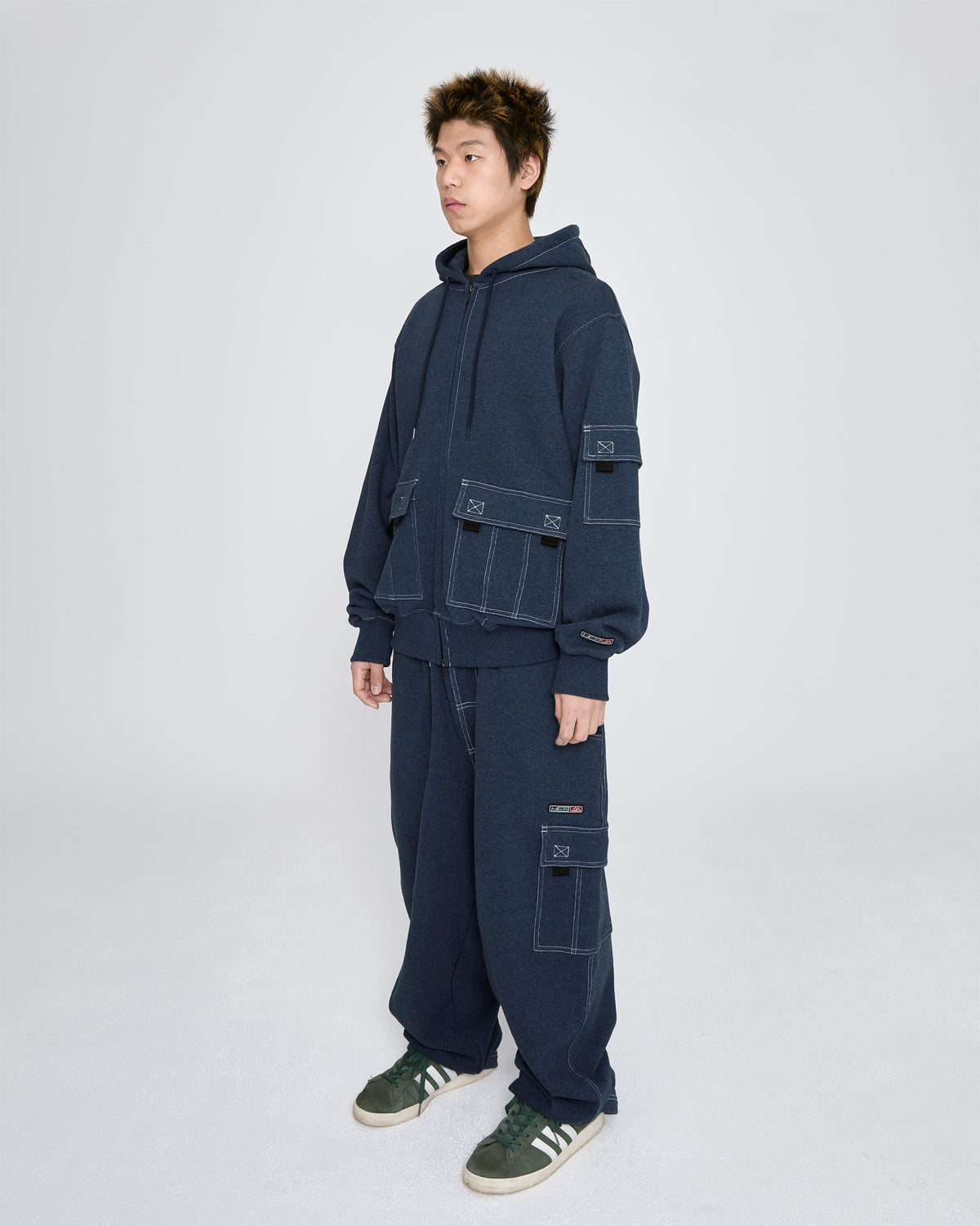 yeseyesee - Y.E.S Stitch Pocket Zip Up Hoodie (Navy) product image 8 | TRAB K-Fashion Australia