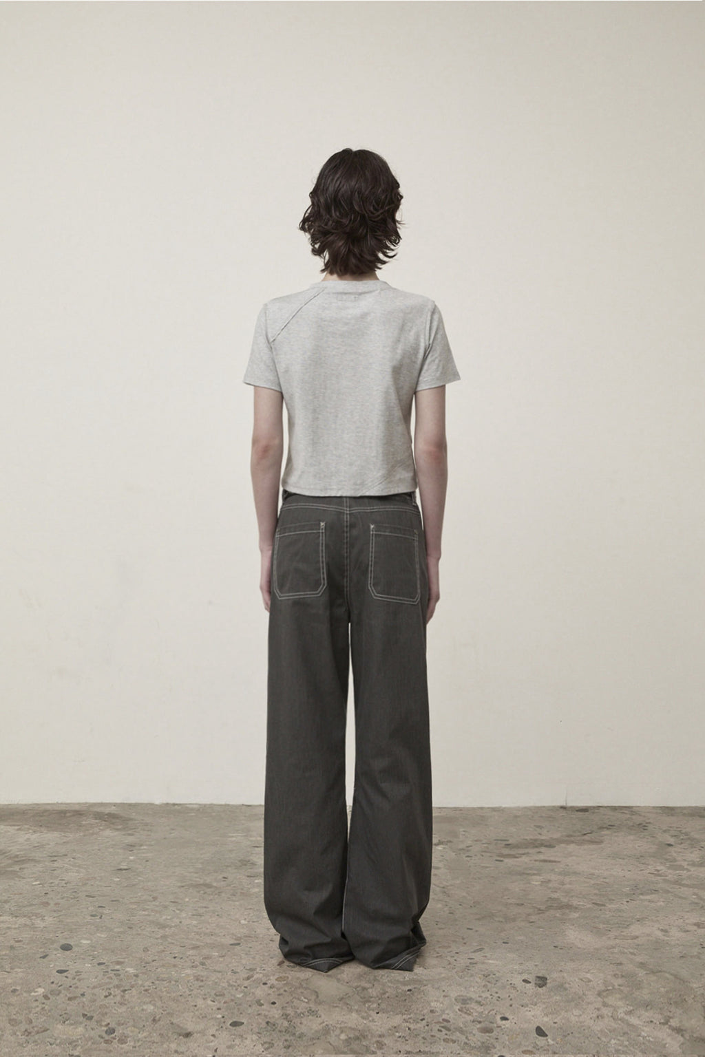 Matin Kim - Diagonal Logo Reversible Crop Top (Grey) product image 9 | TRAB K-Fashion Australia