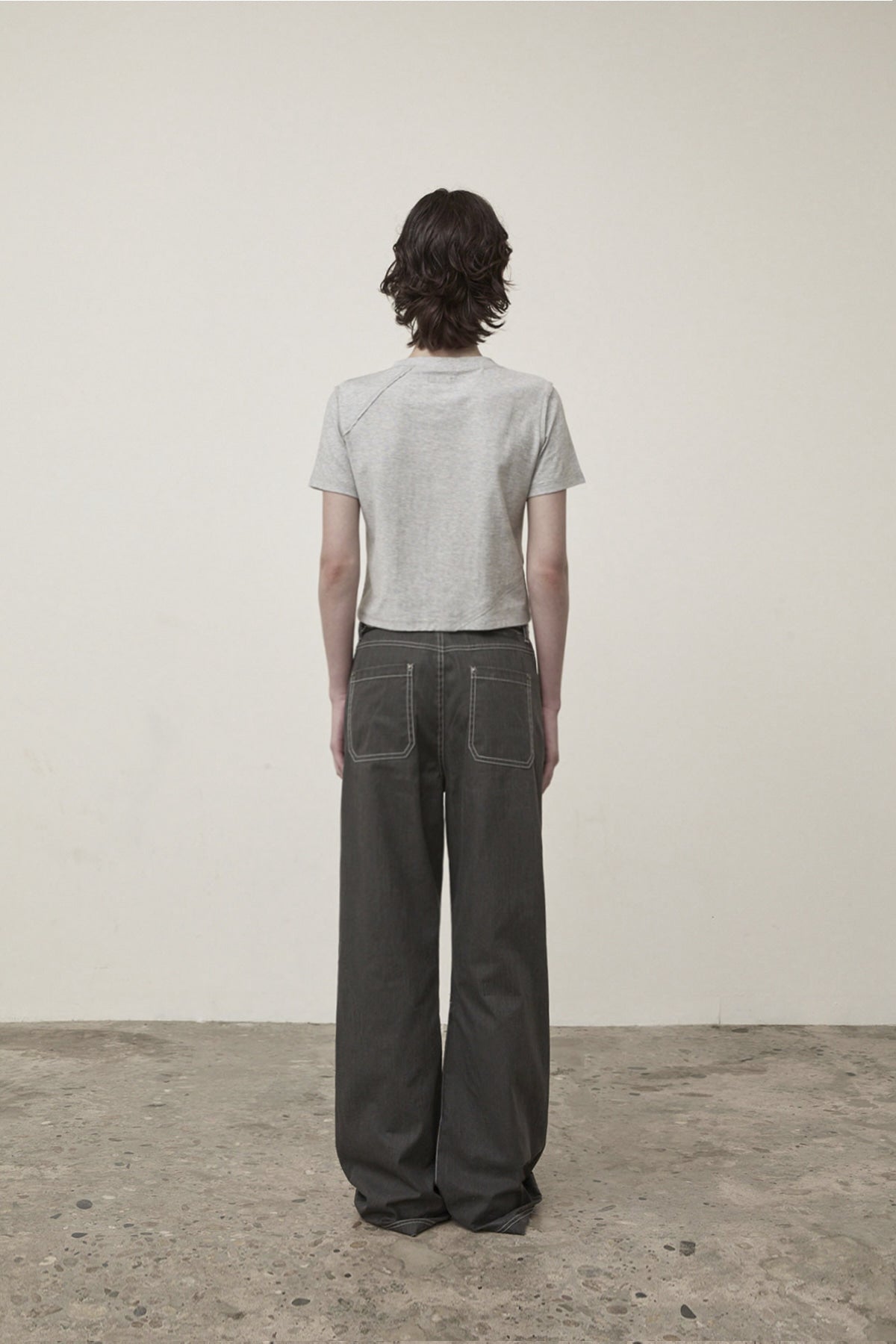 Matin Kim - Diagonal Logo Reversible Crop Top (Grey) product image 9 | TRAB K-Fashion Australia