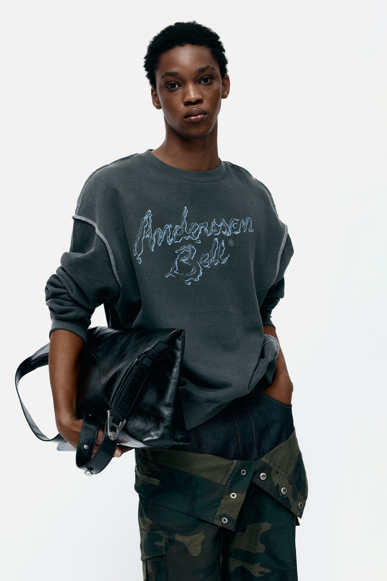 Andersson Bell - Unisex Liquid Logo Sweatshirt (Charcoal) product image 5 | TRAB K-Fashion Australia