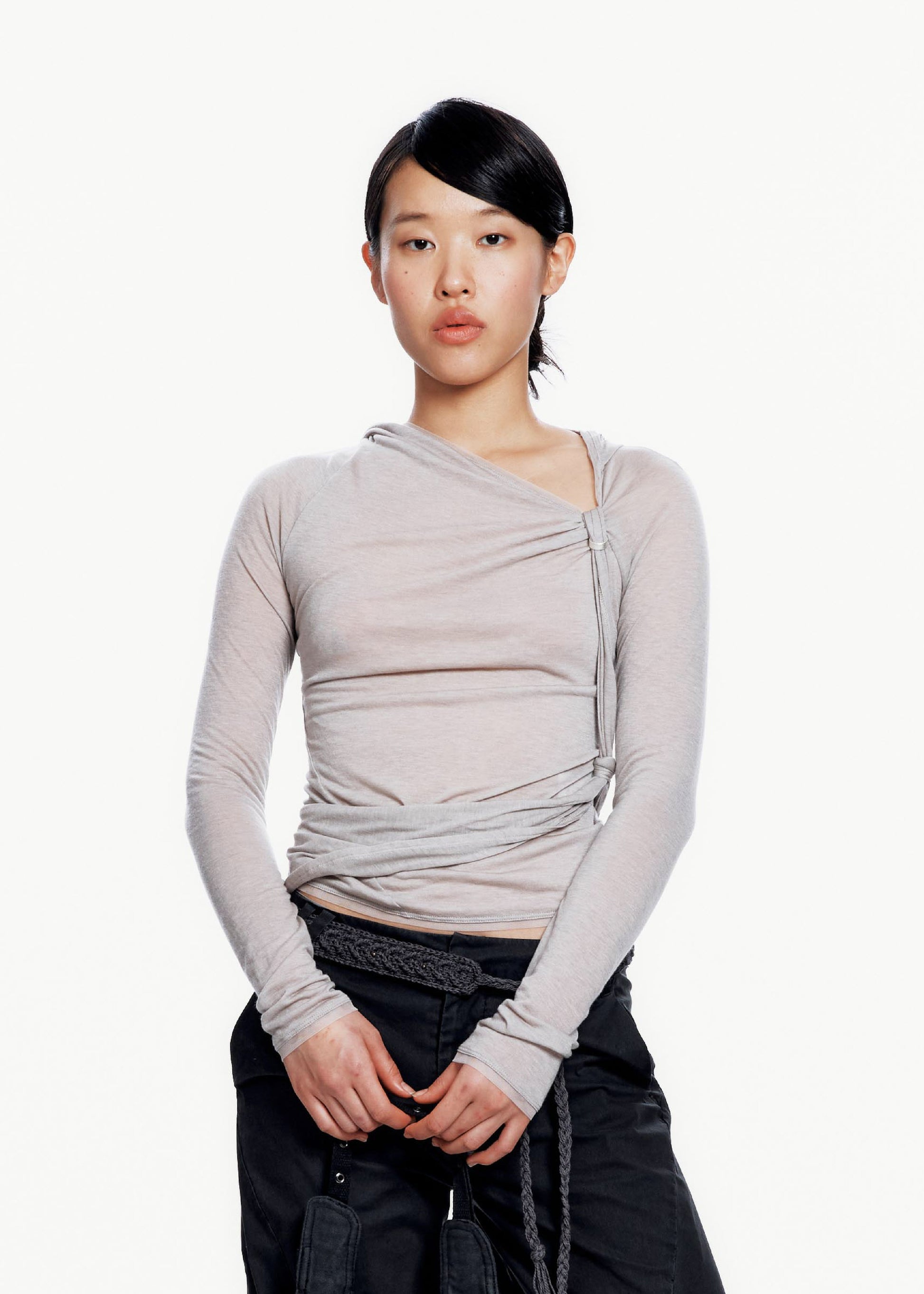Hyein Seo - Hooded Knot L/S (Warm Grey) product image 1 | TRAB K-Fashion Australia