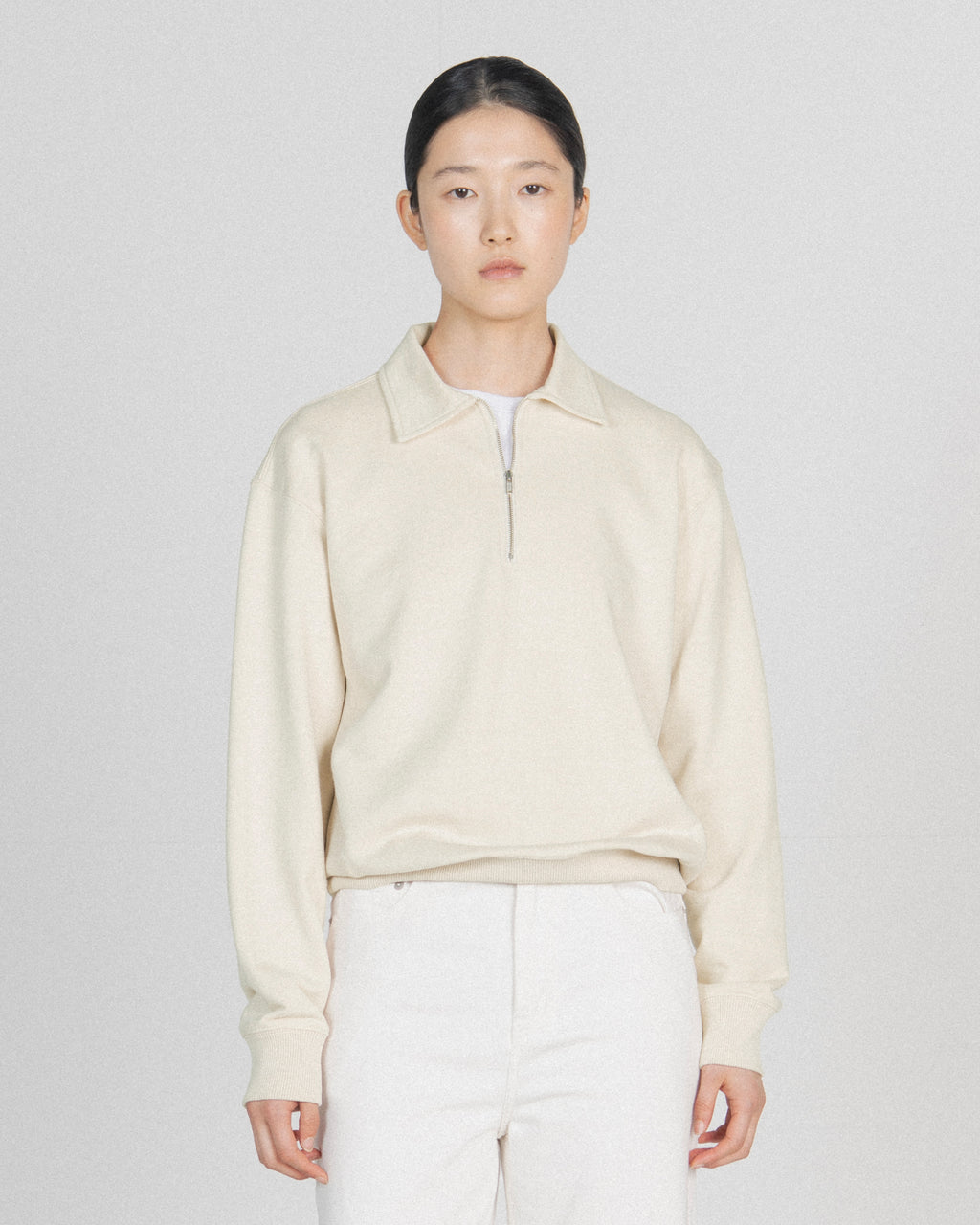 Brownyard - Washed Sweat Half Zip Up (Ivory) product image 1 | TRAB K-Fashion Australia