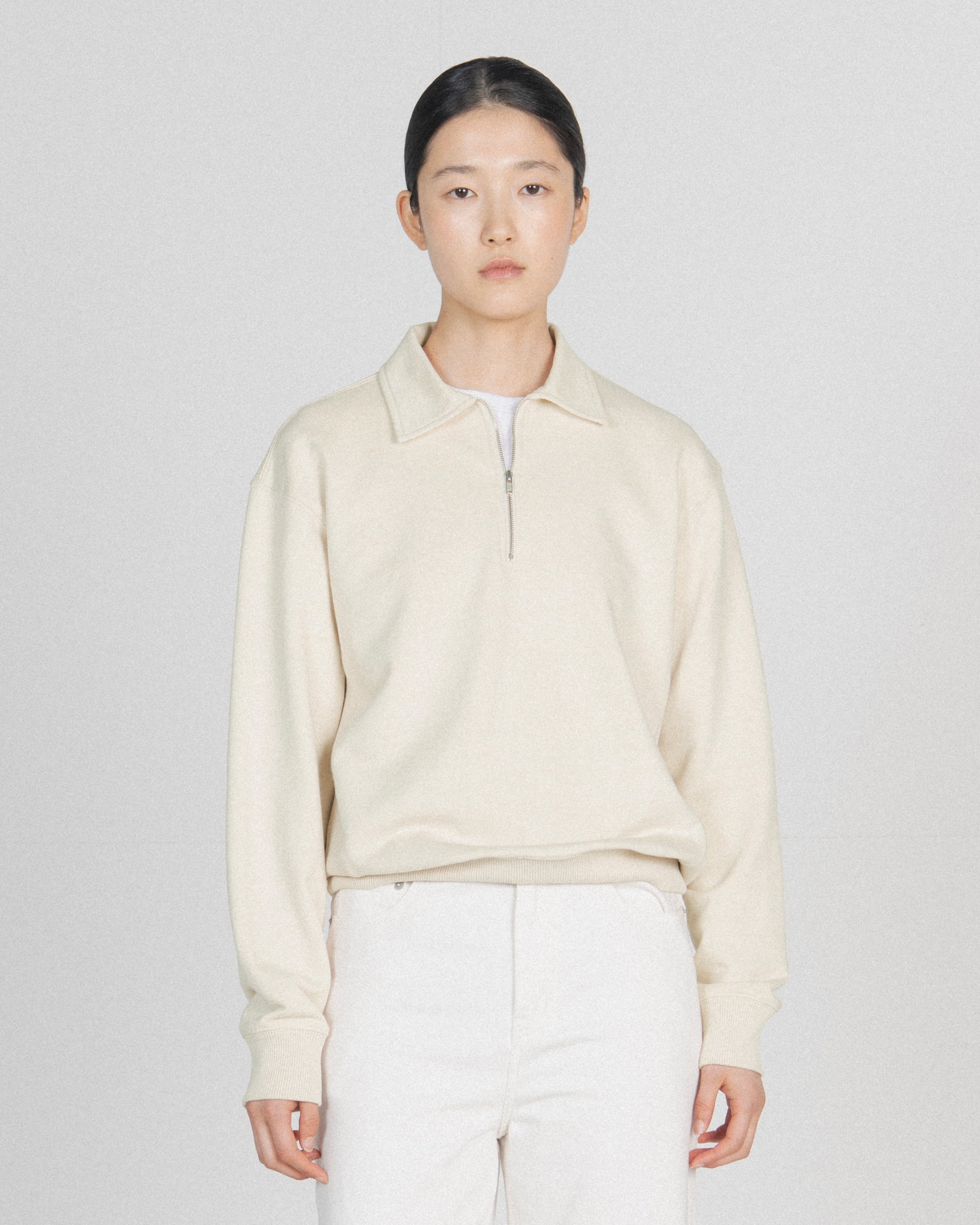 Brownyard - Washed Sweat Half Zip Up (Ivory) product image 1 | TRAB K-Fashion Australia