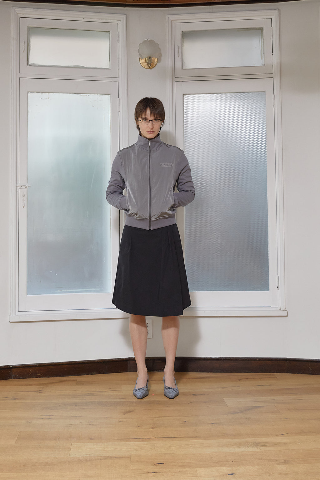 Matin Kim - High Neck Windbreaker Zip Up (Grey) product image 12 | TRAB K-Fashion Australia