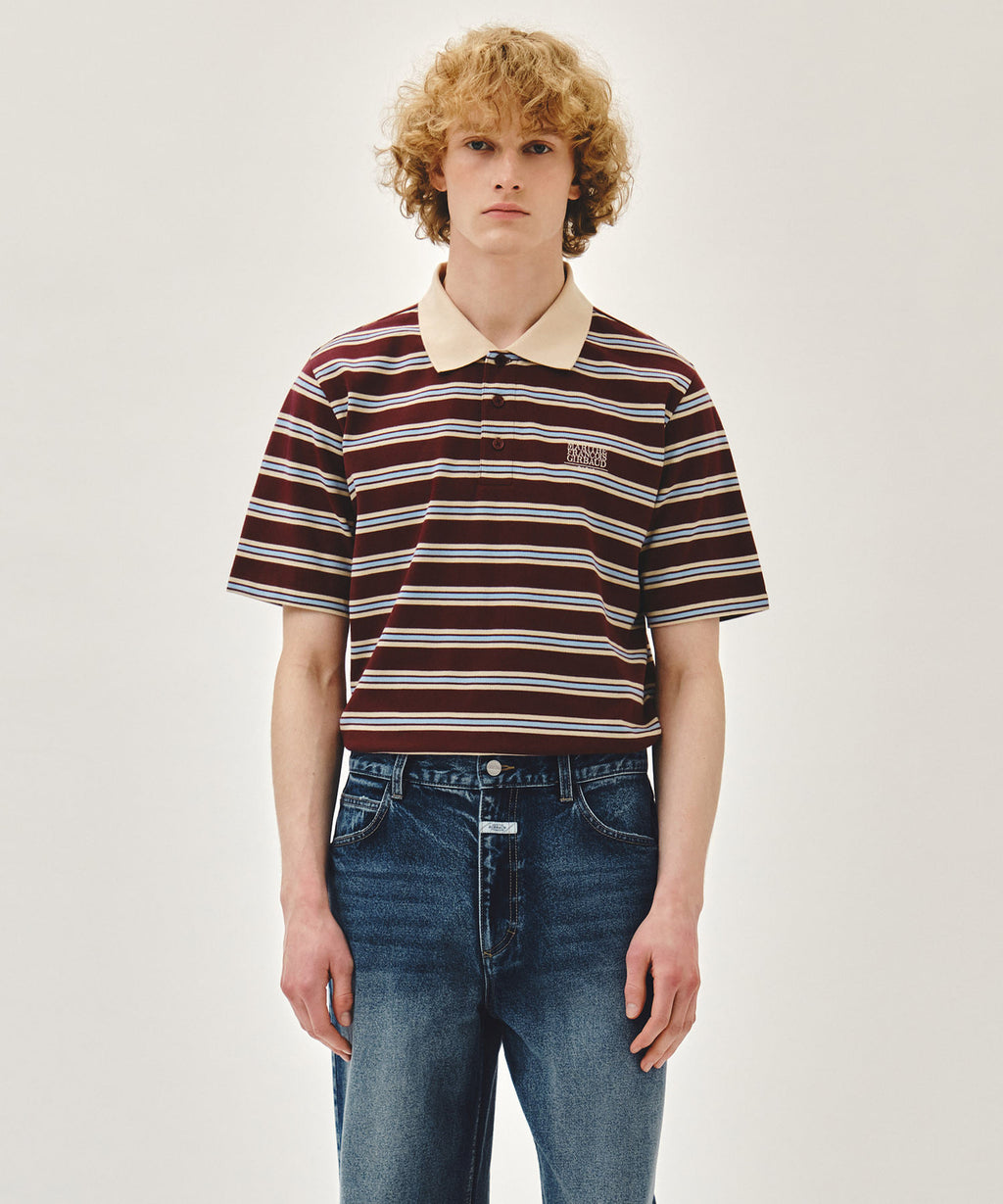 Marithe & Francois Girbaud - Small Classic Logo Pk Collar Tee (Stripe) product image 1 | TRAB K-Fashion Australia