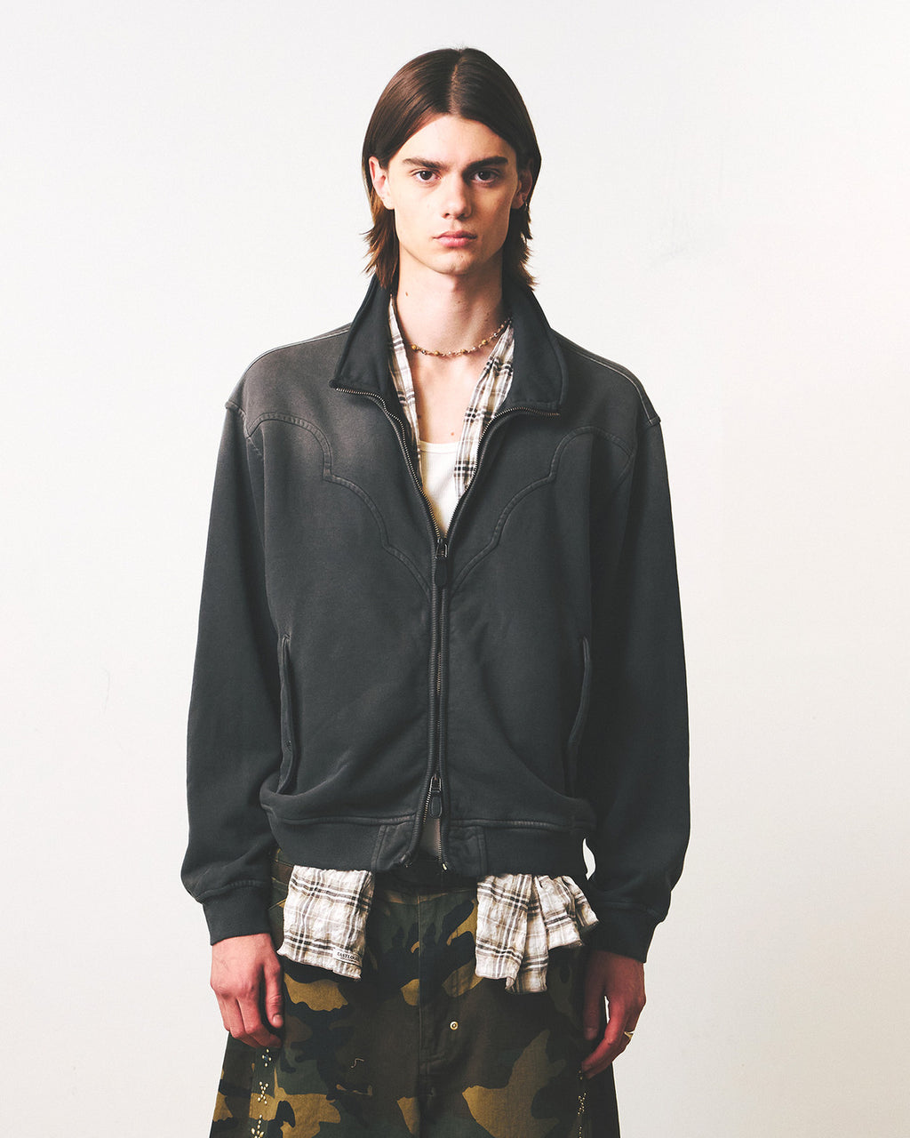 Eastlogue - Country Western Zip Up Sweat (Vintage Charcoal) product image 2 | TRAB K-Fashion Australia