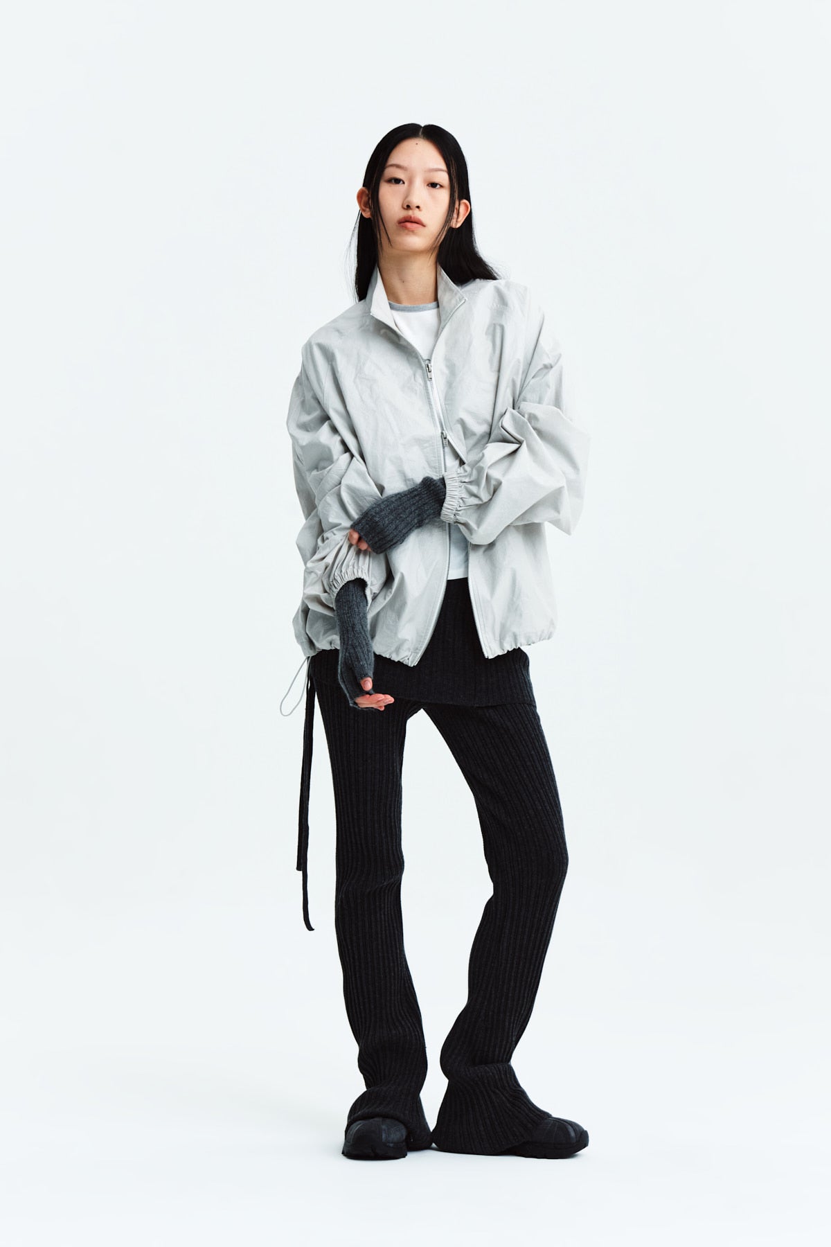 Matin Kim - Matin Kim Logo Coating Jumper (Grey) product image 9 | TRAB K-Fashion Australia