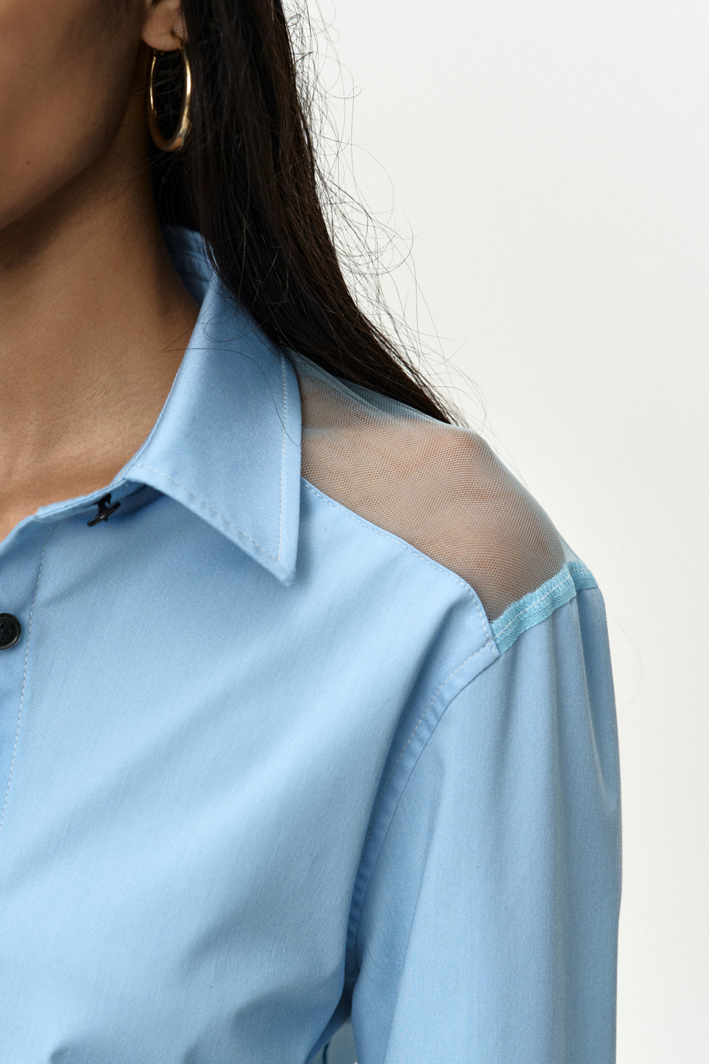 Andersson Bell - Mesh Twist-Tuck Shirt (Blue) product image 5 | TRAB K-Fashion Australia