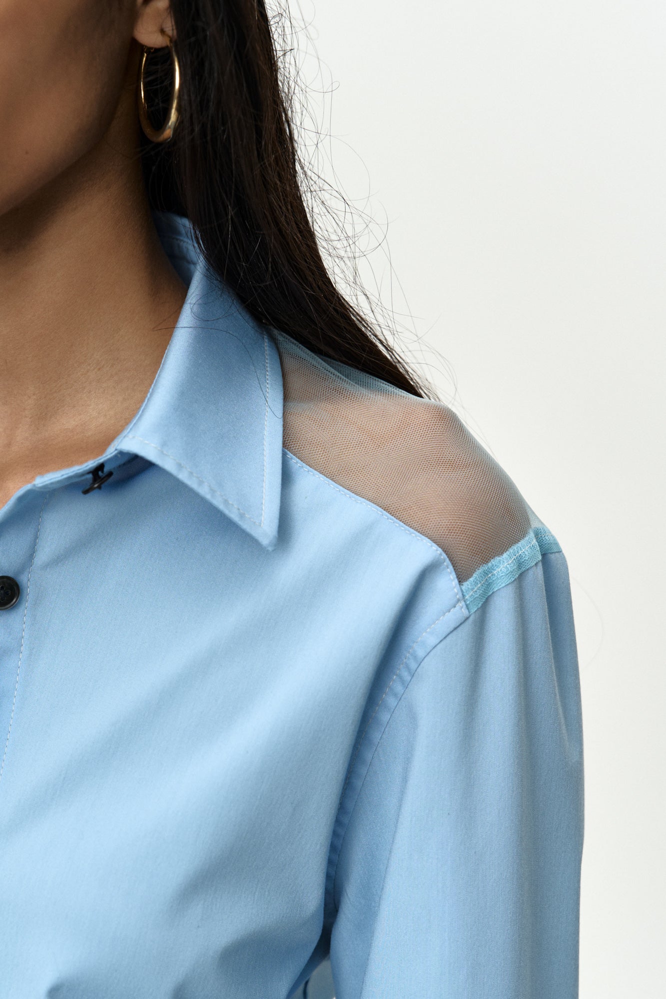 Andersson Bell - Mesh Twist-Tuck Shirt (Blue) product image 5 | TRAB K-Fashion Australia
