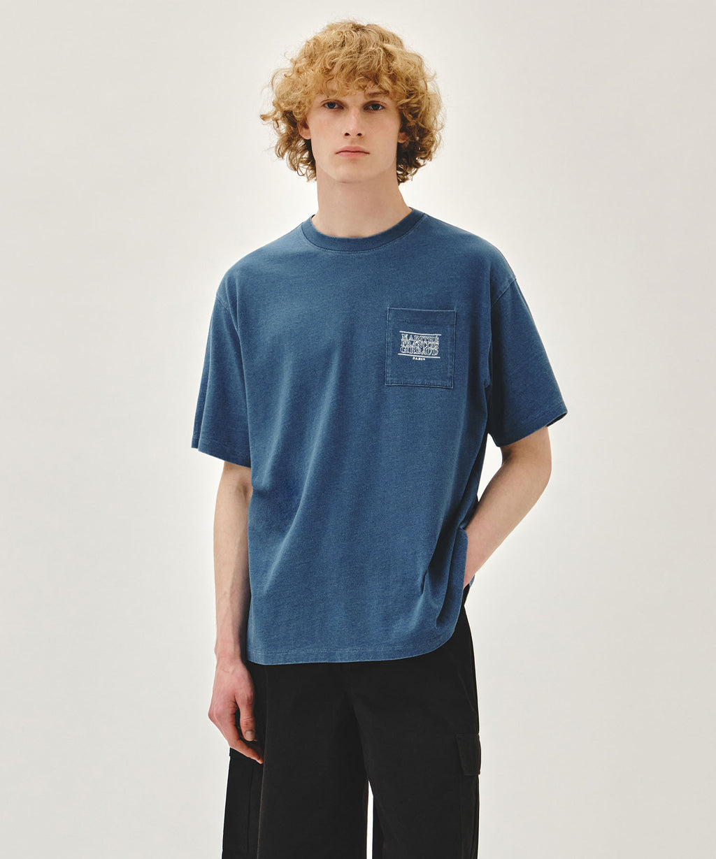 Marithe & Francois Girbaud - [Pre-order – Ships 23 Jun] Doodle Classic Logo Pocket Tee (Blue) product image 1 | TRAB K-Fashion Australia