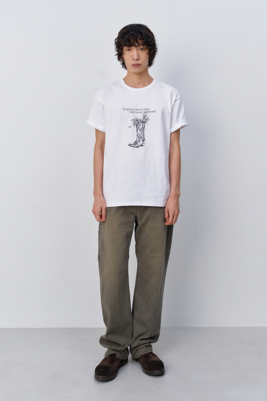 Insilence - Western Boots Graphic T-shirt (White) product image 1 | TRAB K-Fashion Australia