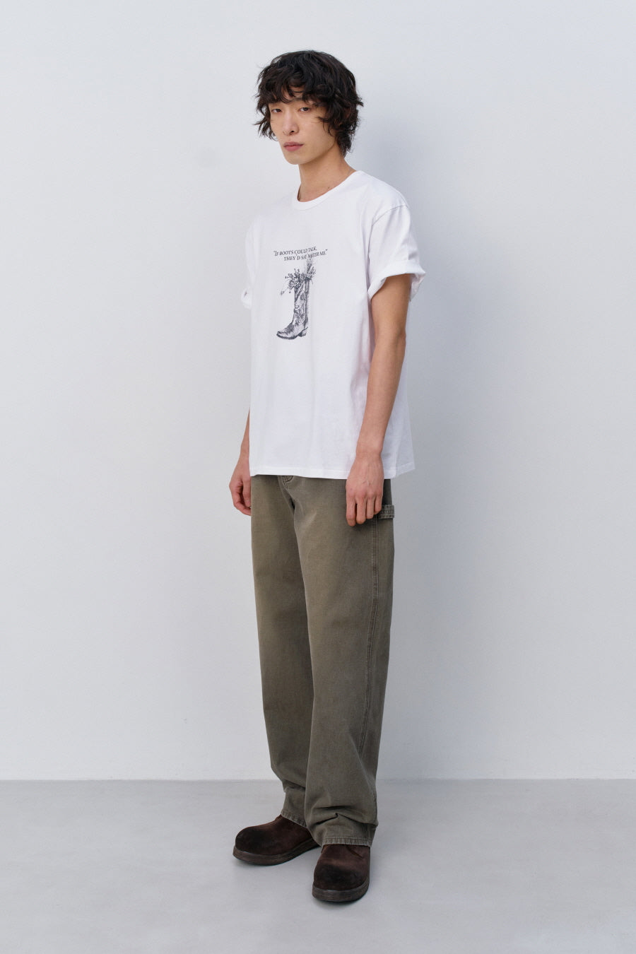 Insilence - Western Boots Graphic T-shirt (White) product image 3 | TRAB K-Fashion Australia
