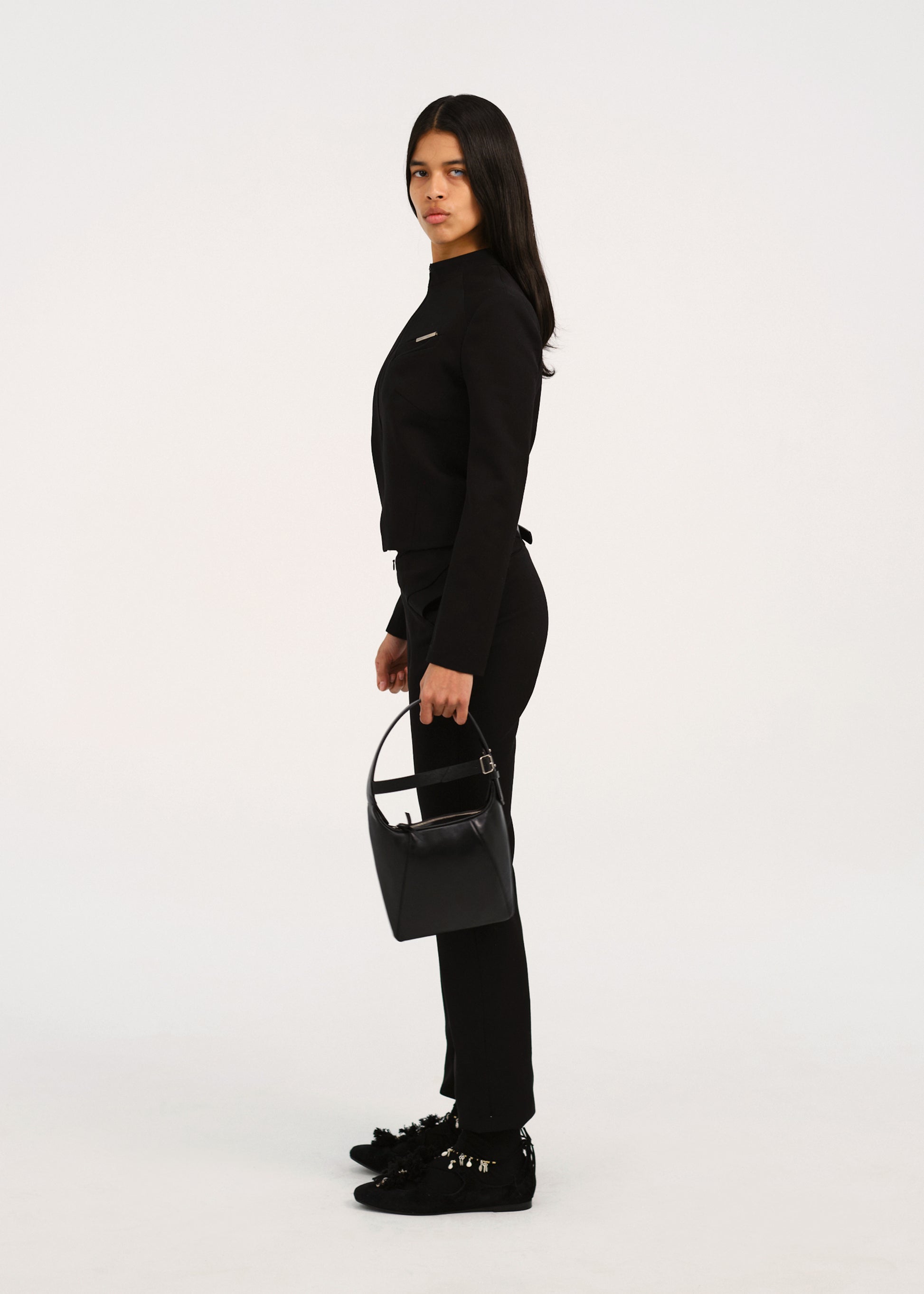 Hyein Seo - Cinched Pocket Pants w/ Leather Belt (Black) product image 2 | TRAB K-Fashion Australia