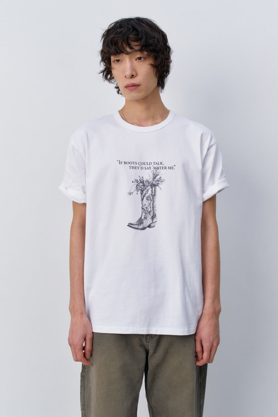 Insilence - Western Boots Graphic T-shirt (White) product image 6 | TRAB K-Fashion Australia