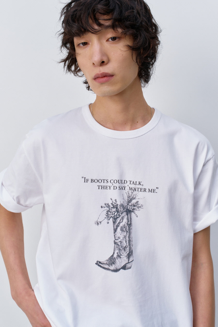 Insilence - Western Boots Graphic T-shirt (White) product image 2 | TRAB K-Fashion Australia
