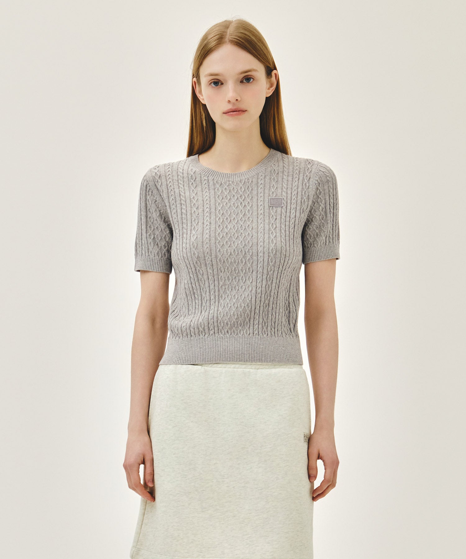 Marithe & Francois Girbaud - Cable Half Knit Pullover (Light Heather Gray) product image 1 | TRAB K-Fashion Australia