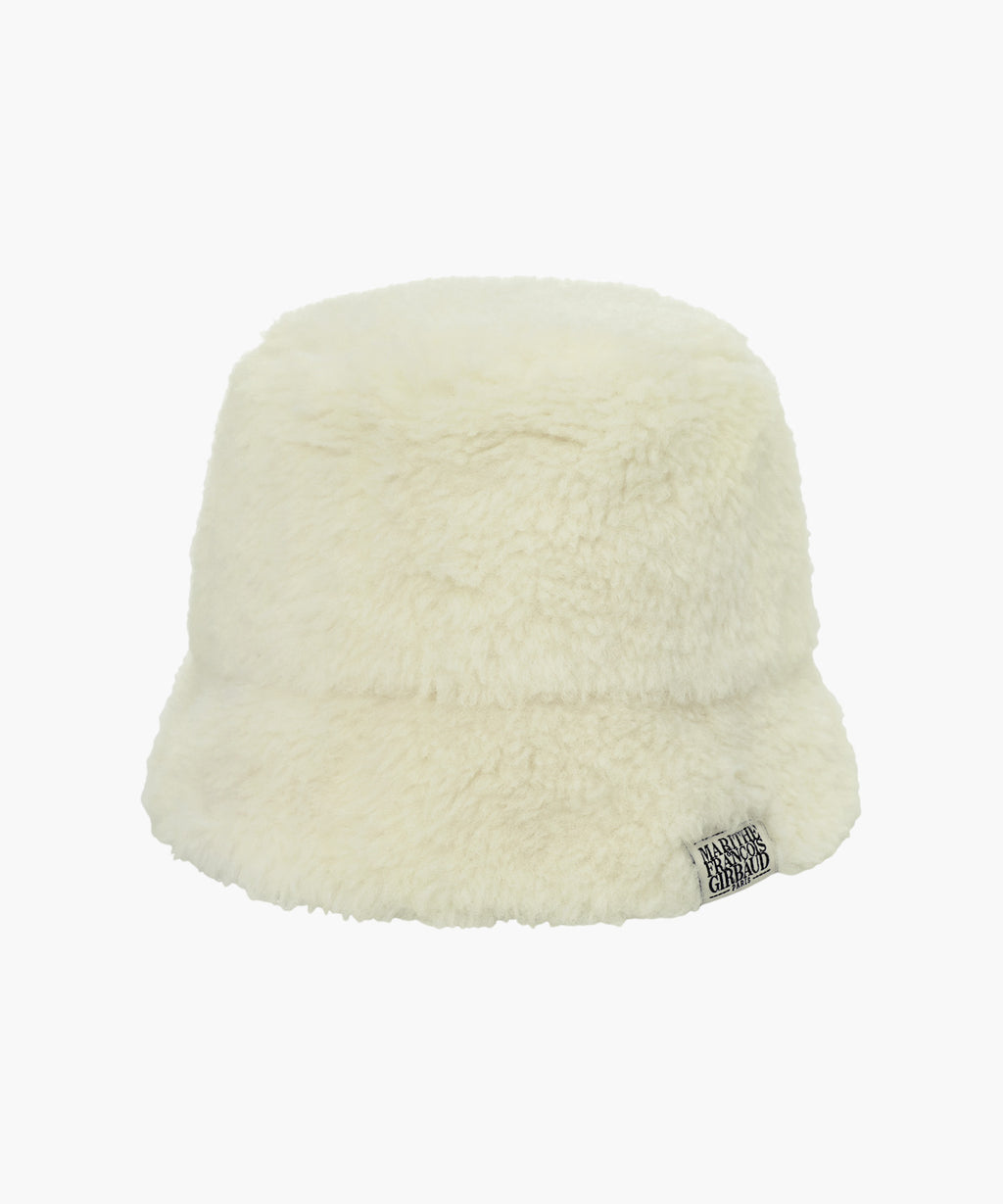 Marithe & Francois Girbaud - Classic Logo Fur Bucket Hat (Ivory) product image 1 | TRAB K-Fashion Australia
