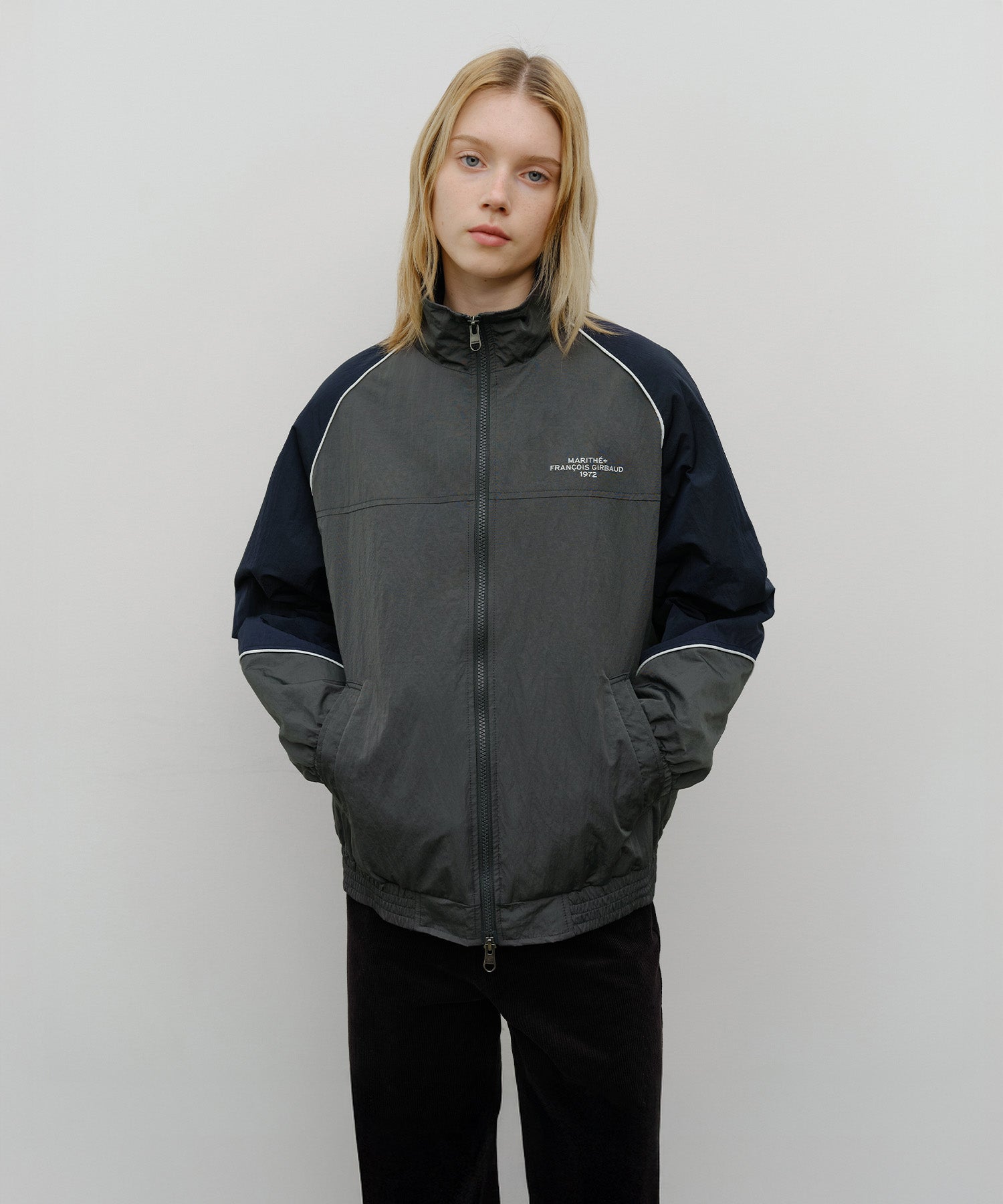 Marithe & Francois Girbaud - Color-block Highneck Windbreaker (Charcoal) product image 5 | TRAB K-Fashion Australia