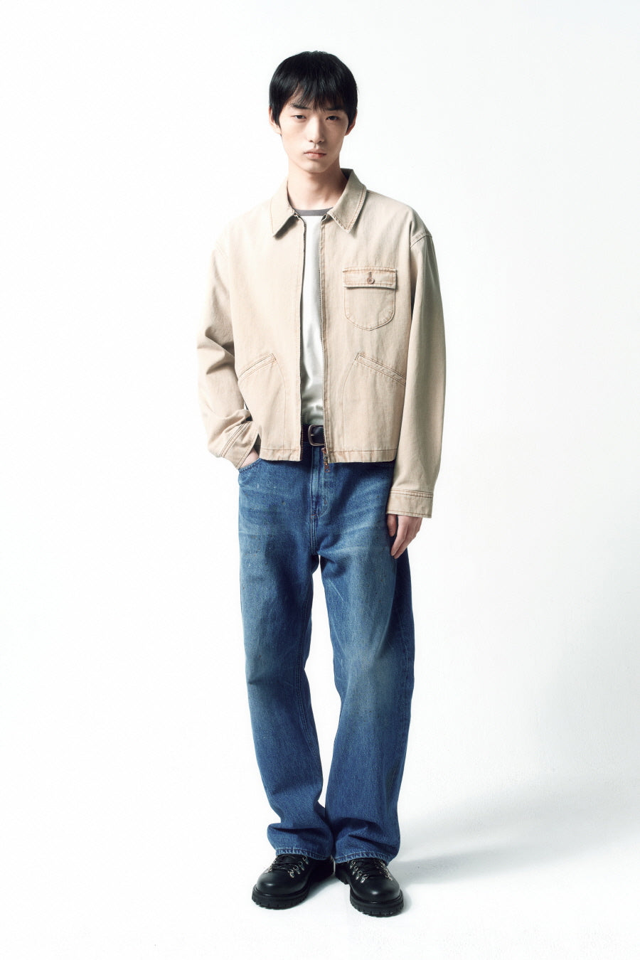 Insilence - Garment Dyed Drizzler Jacket (Faded Beige) product image 1 | TRAB K-Fashion Australia