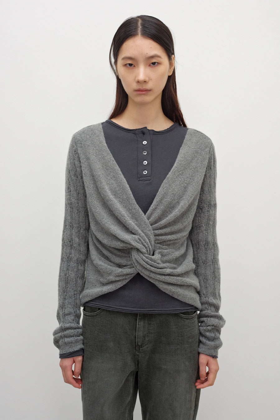 Insilence - Twist Two-Way Pullover (Grey) product image 1 | TRAB K-Fashion Australia