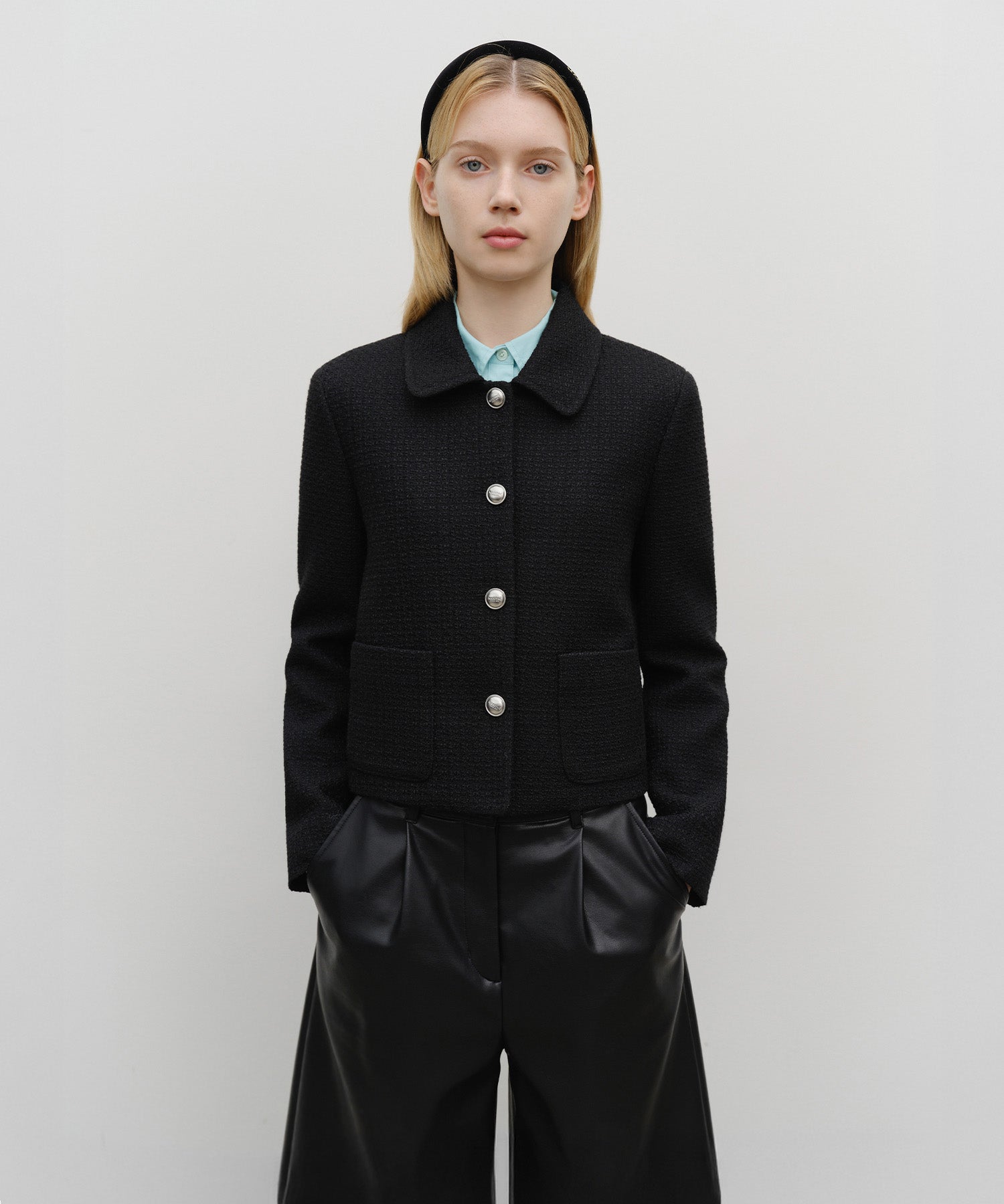 Marithe & Francois Girbaud - Collar Tweed Jacket (Black) product image 1 | TRAB K-Fashion Australia