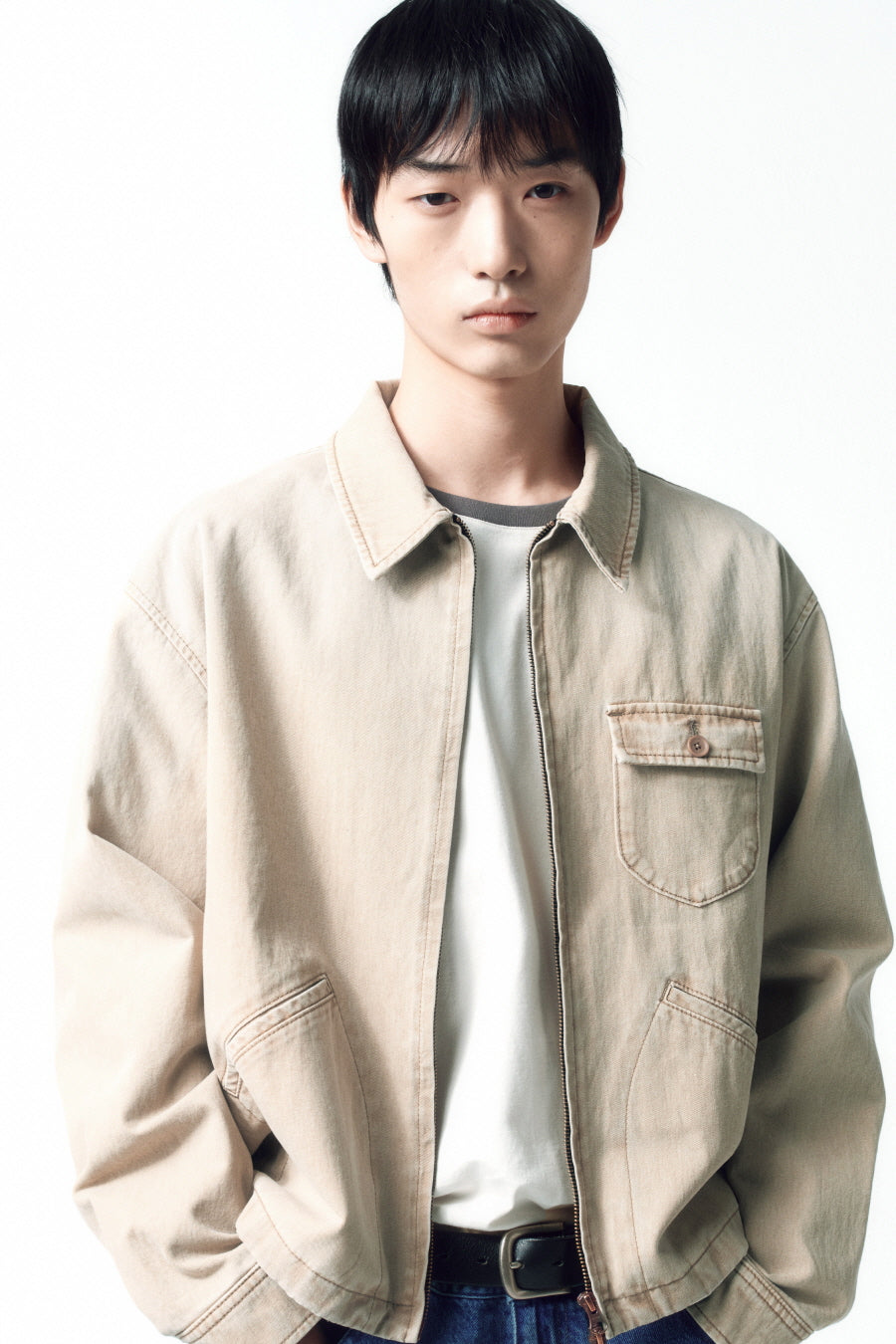 Insilence - Garment Dyed Drizzler Jacket (Faded Beige) product image 2 | TRAB K-Fashion Australia