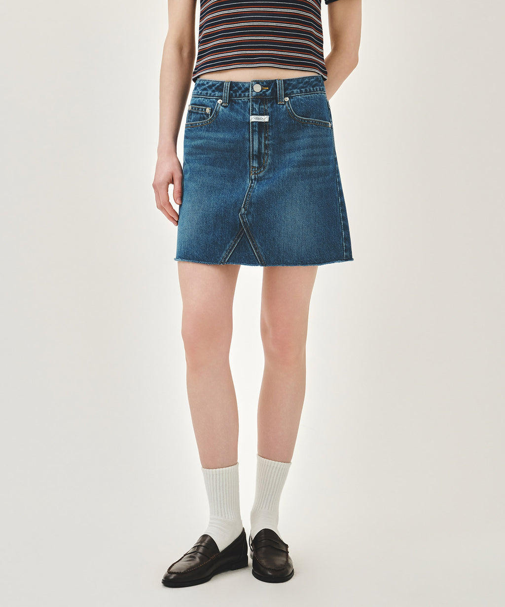 Marithe & Francois Girbaud - Raw Edge Denim Mini Skirt (Blue) product image 3 | TRAB K-Fashion Australia