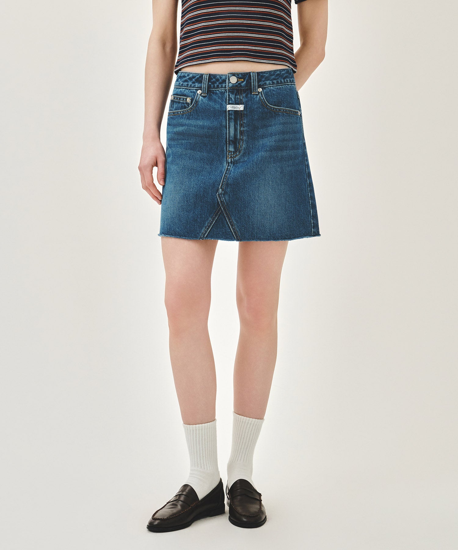 Marithe & Francois Girbaud - Raw Edge Denim Mini Skirt (Blue) product image 3 | TRAB K-Fashion Australia