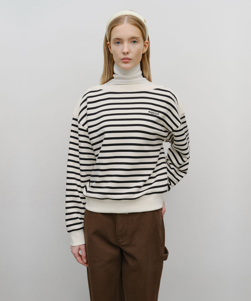 Marithe & Francois Girbaud - Boat Neck Oversized Sweatshirt (Ivory) product image 1 | TRAB K-Fashion Australia
