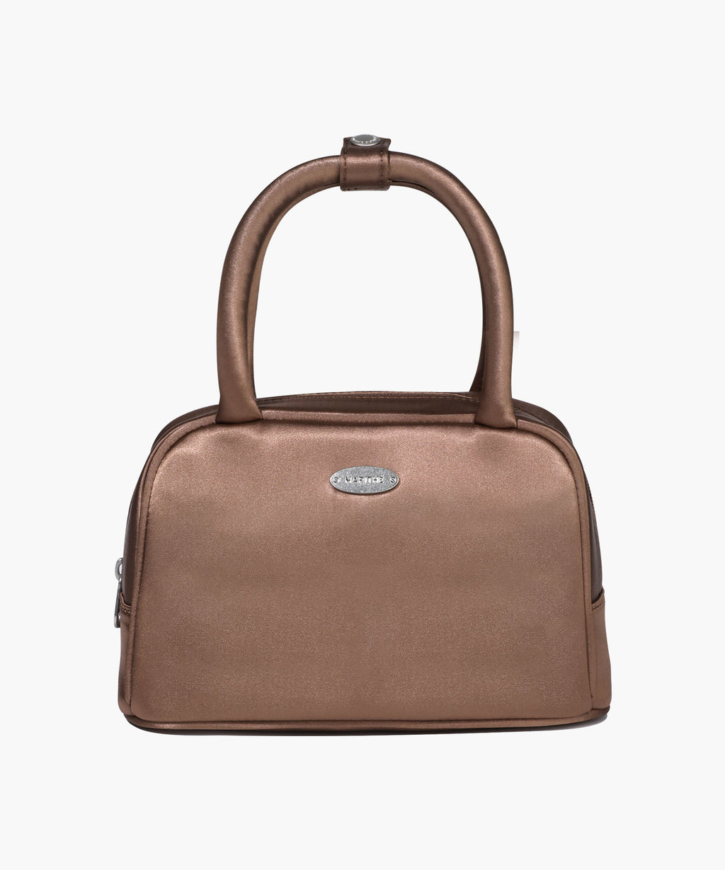 Marithe & Francois Girbaud - Regular Logo Satin Mini Tote Bag (Brown) product image 1 | TRAB K-Fashion Australia