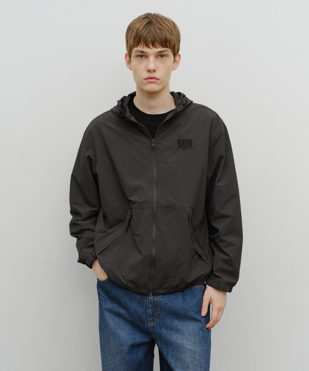 Marithe & Francois Girbaud - Classic Logo Over Fit Hooded Windbreaker (Charcoal) product image 1 | TRAB K-Fashion Australia