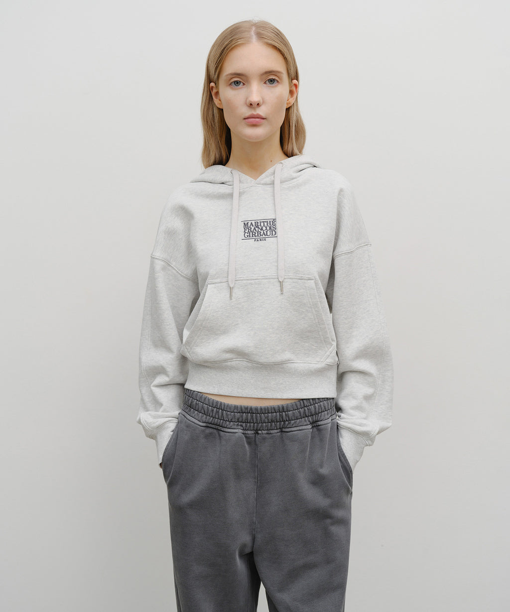 Marithe & Francois Girbaud - Small Classic Logo Crop Hoodie (Light Heather Gray) product image 3 | TRAB K-Fashion Australia