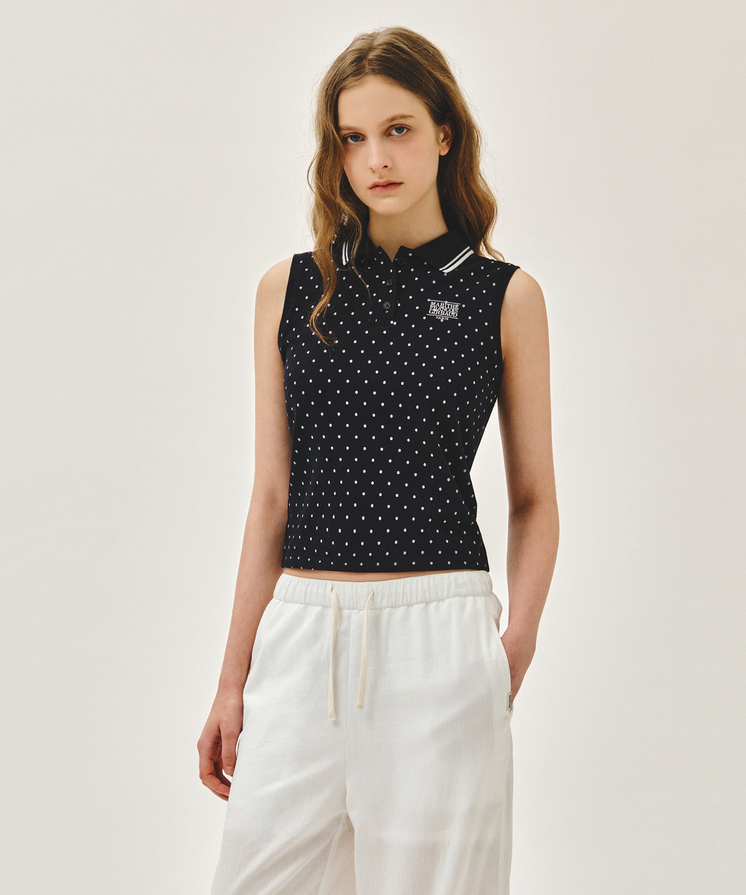 Marithe & Francois Girbaud - Small Classic Logo Pk Collar Sleeveless (Dot) product image 1 | TRAB K-Fashion Australia