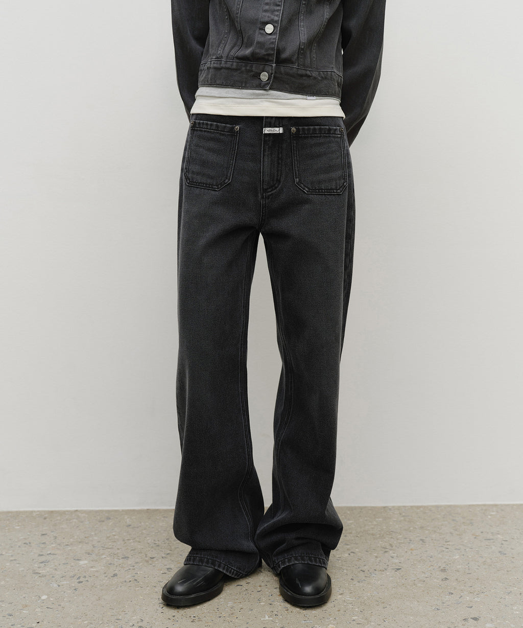 Marithe & Francois Girbaud - Semi-wide Denim Pants (Black) product image 3 | TRAB K-Fashion Australia