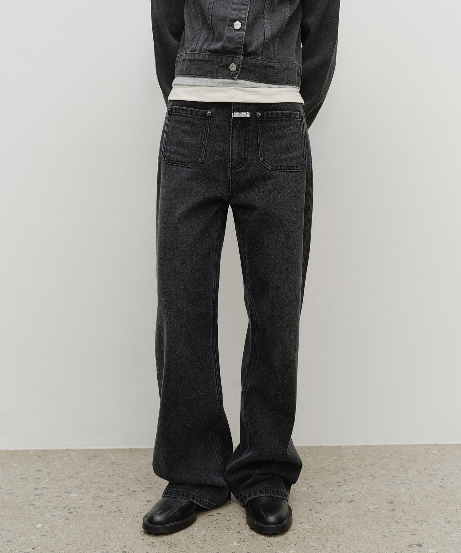 Marithe & Francois Girbaud - Semi-wide Denim Pants (Black) product image 3 | TRAB K-Fashion Australia