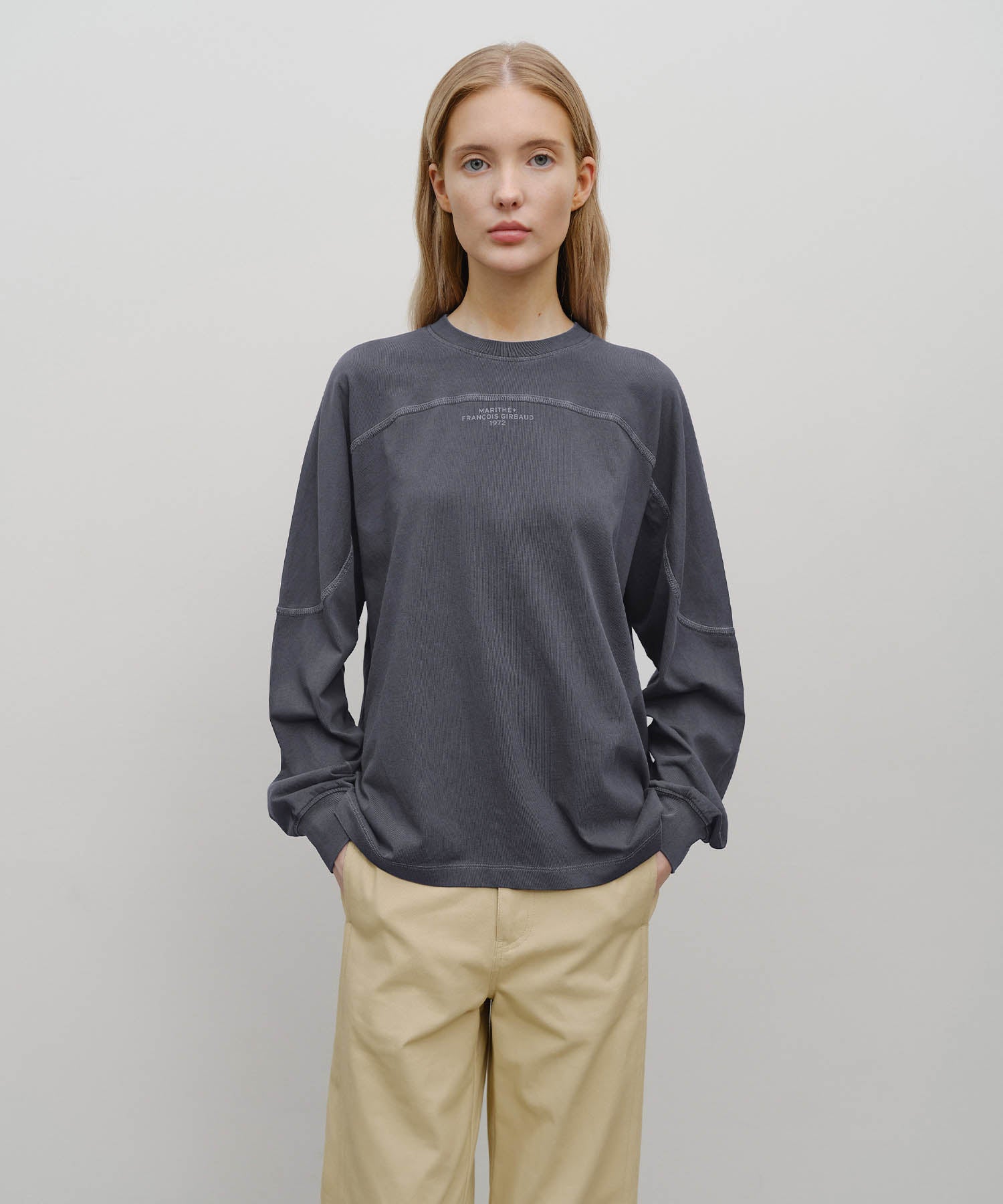 Marithe & Francois Girbaud - Incision Dyeing Long Sleeve (Navy) product image 1 | TRAB K-Fashion Australia