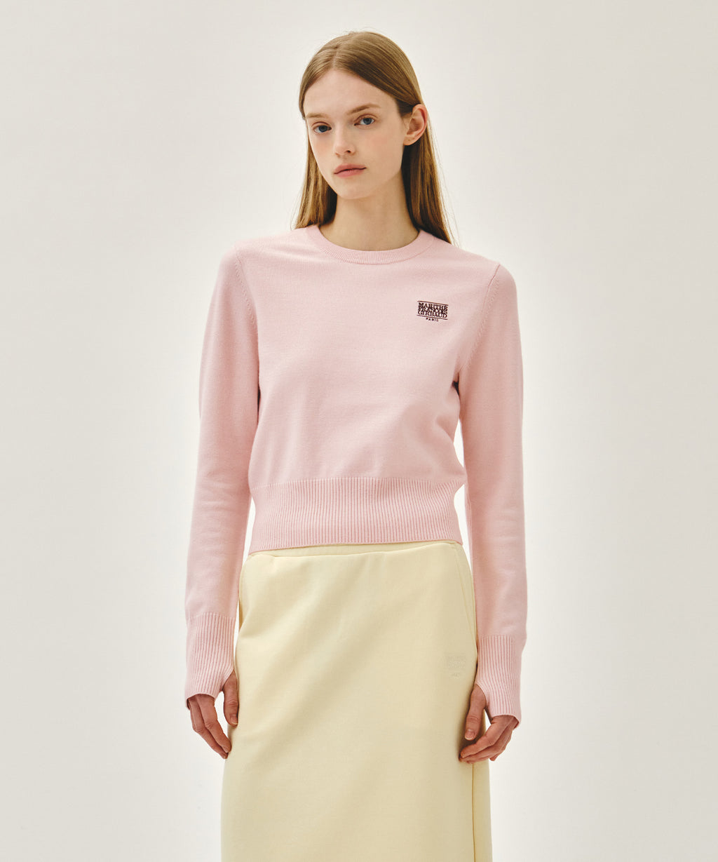 Marithe & Francois Girbaud - Small Classic Logo Crop Knit Pullover (Pink) product image 1 | TRAB K-Fashion Australia