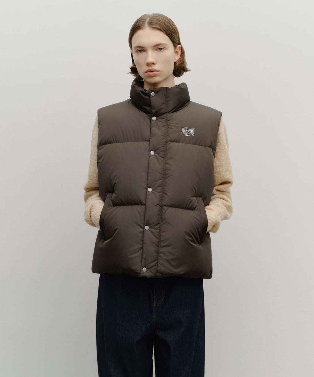 Marithe & Francois Girbaud - Classic Logo Down Vest (Dark Brown) product image 1 | TRAB K-Fashion Australia