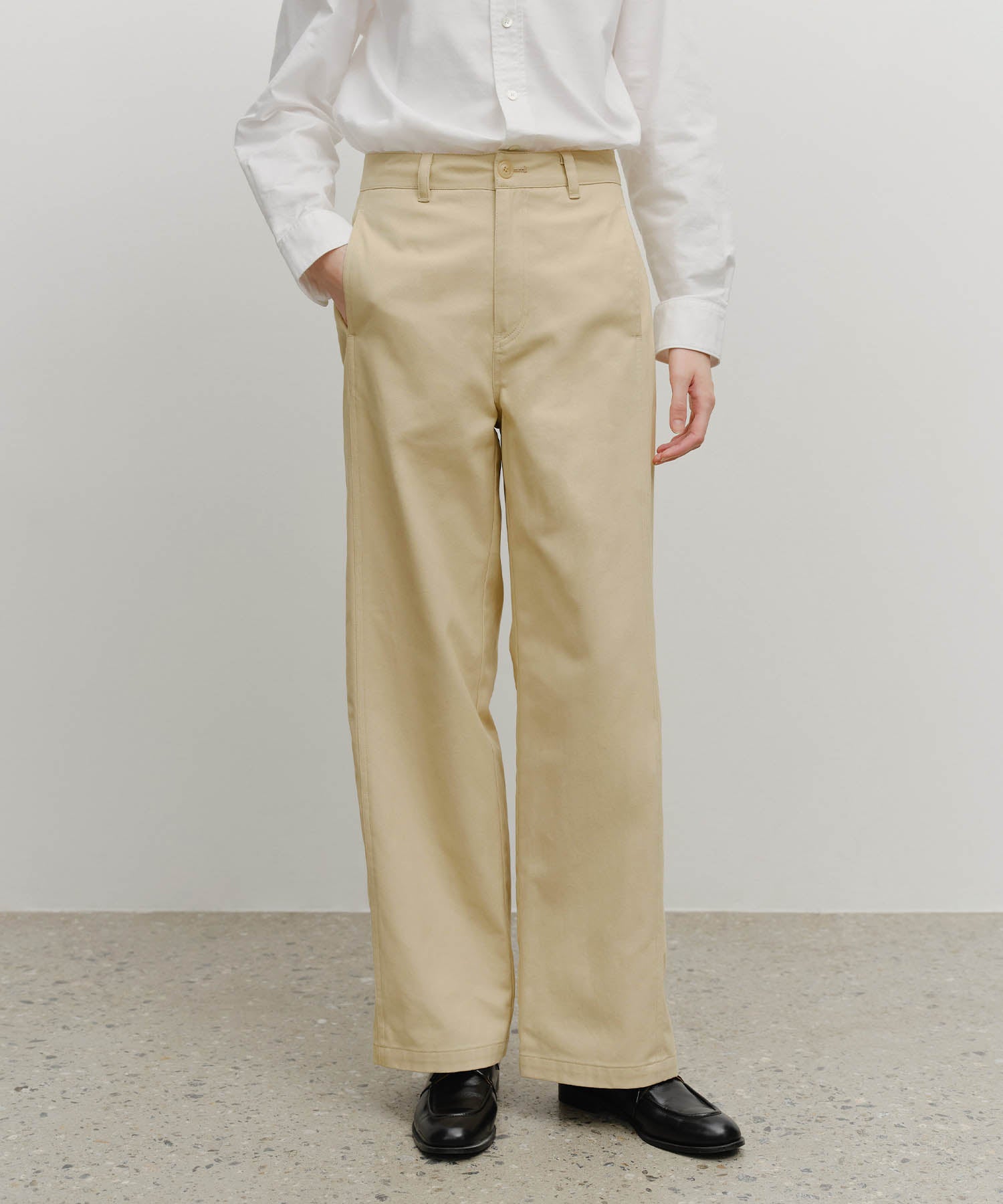 Marithe & Francois Girbaud - Cotton Curved Line Pants (Beige) product image 1 | TRAB K-Fashion Australia