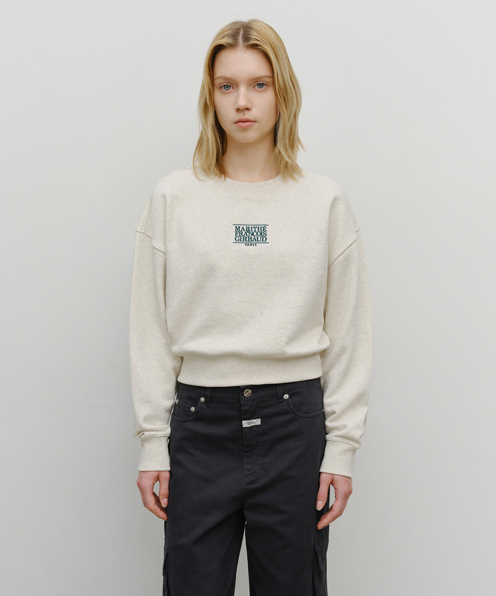 Marithe & Francois Girbaud - Small Classic Logo Crop Sweatshirt (Oatmeal) product image 1 | TRAB K-Fashion Australia