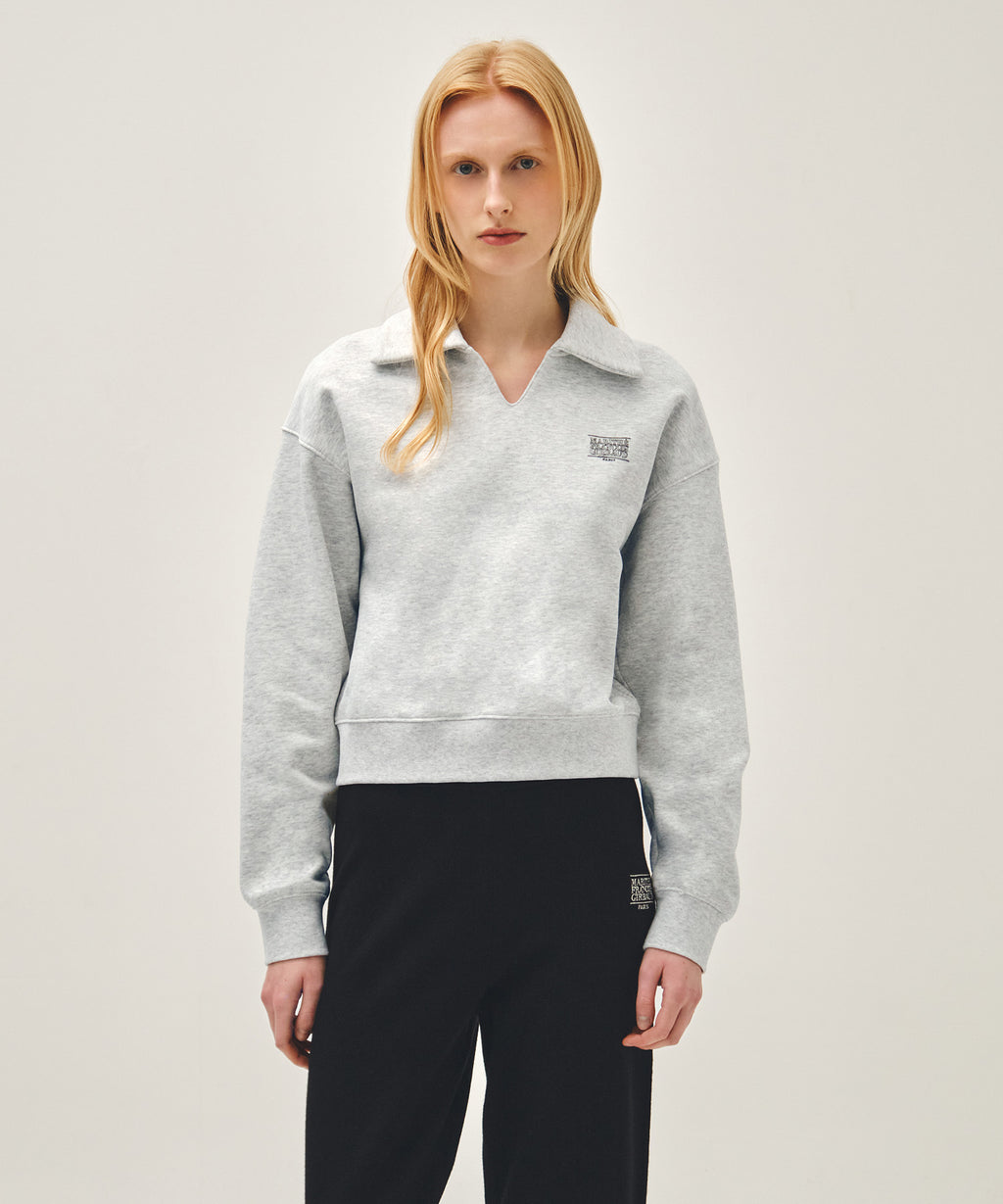 Marithe & Francois Girbaud - Doodle Classic Logo Collar Sweatshirt (Light Heather Gray) product image 1 | TRAB K-Fashion Australia