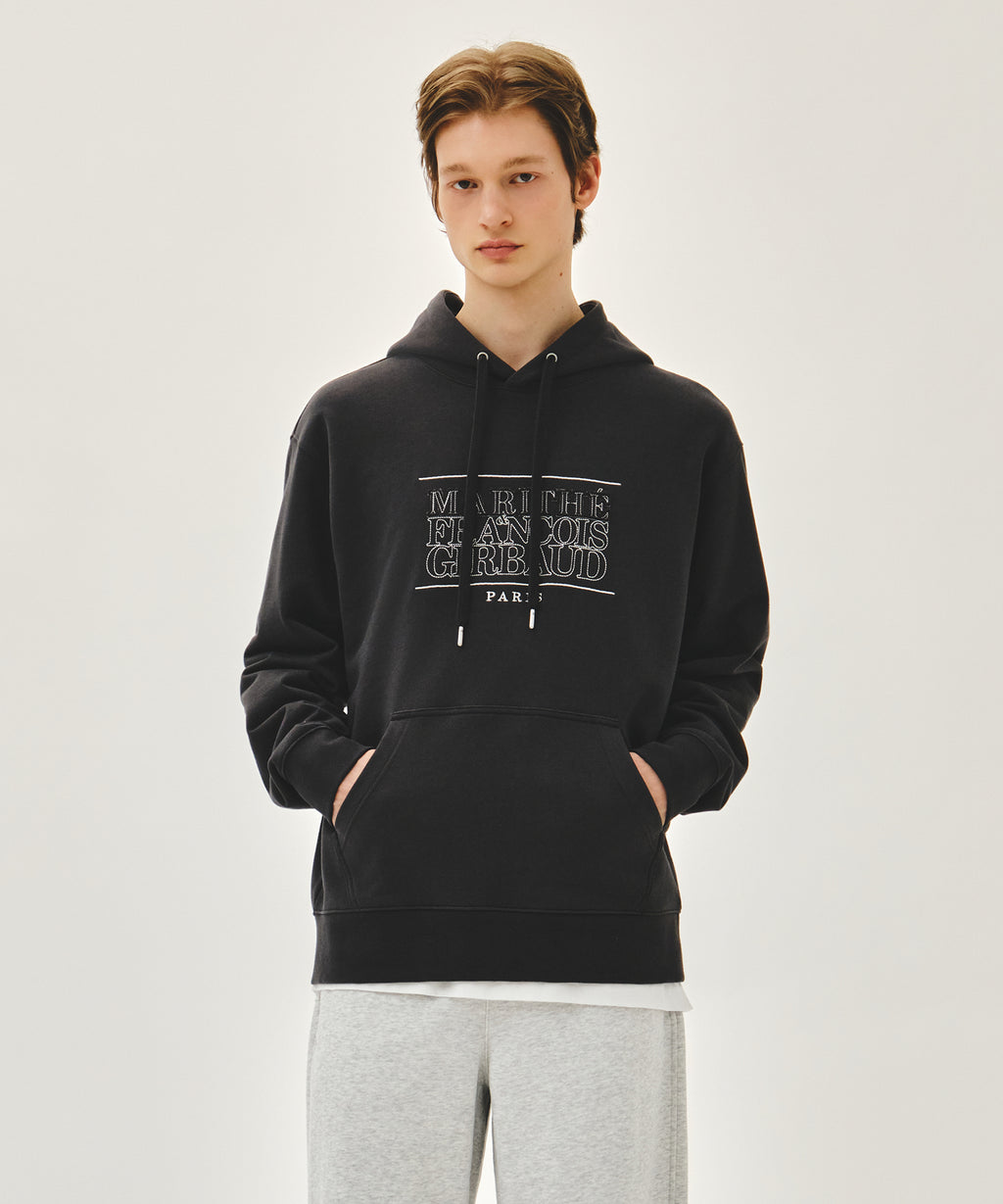 Marithe & Francois Girbaud - Classic Logo Applique Mix Hoodie (Charcoal) product image 1 | TRAB K-Fashion Australia