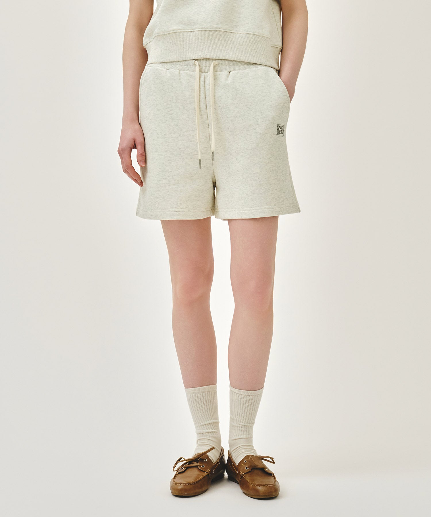 Marithe & Francois Girbaud - Vintage Classic Logo Sweat Shorts (Oatmeal) product image 1 | TRAB K-Fashion Australia