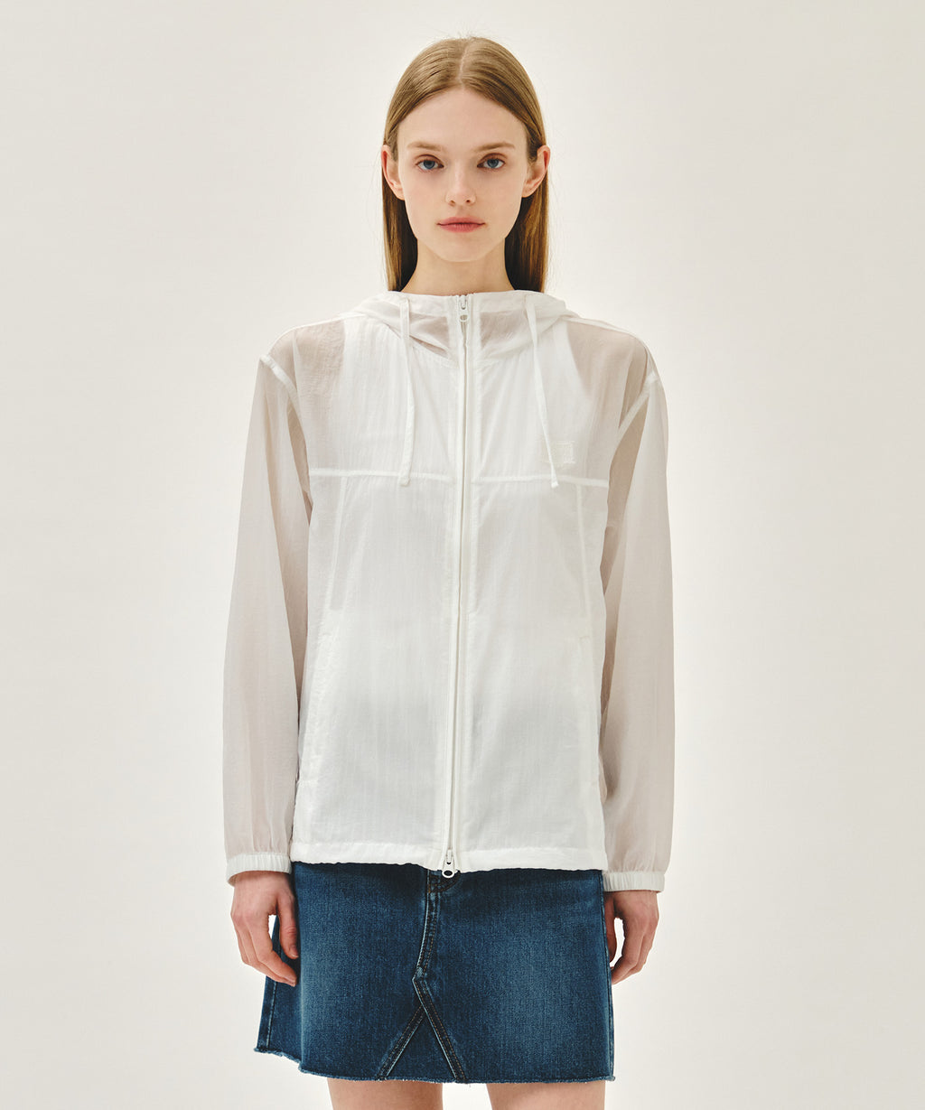Marithe & Francois Girbaud - Hooded Packable Nylon Jacket (White) product image 1 | TRAB K-Fashion Australia