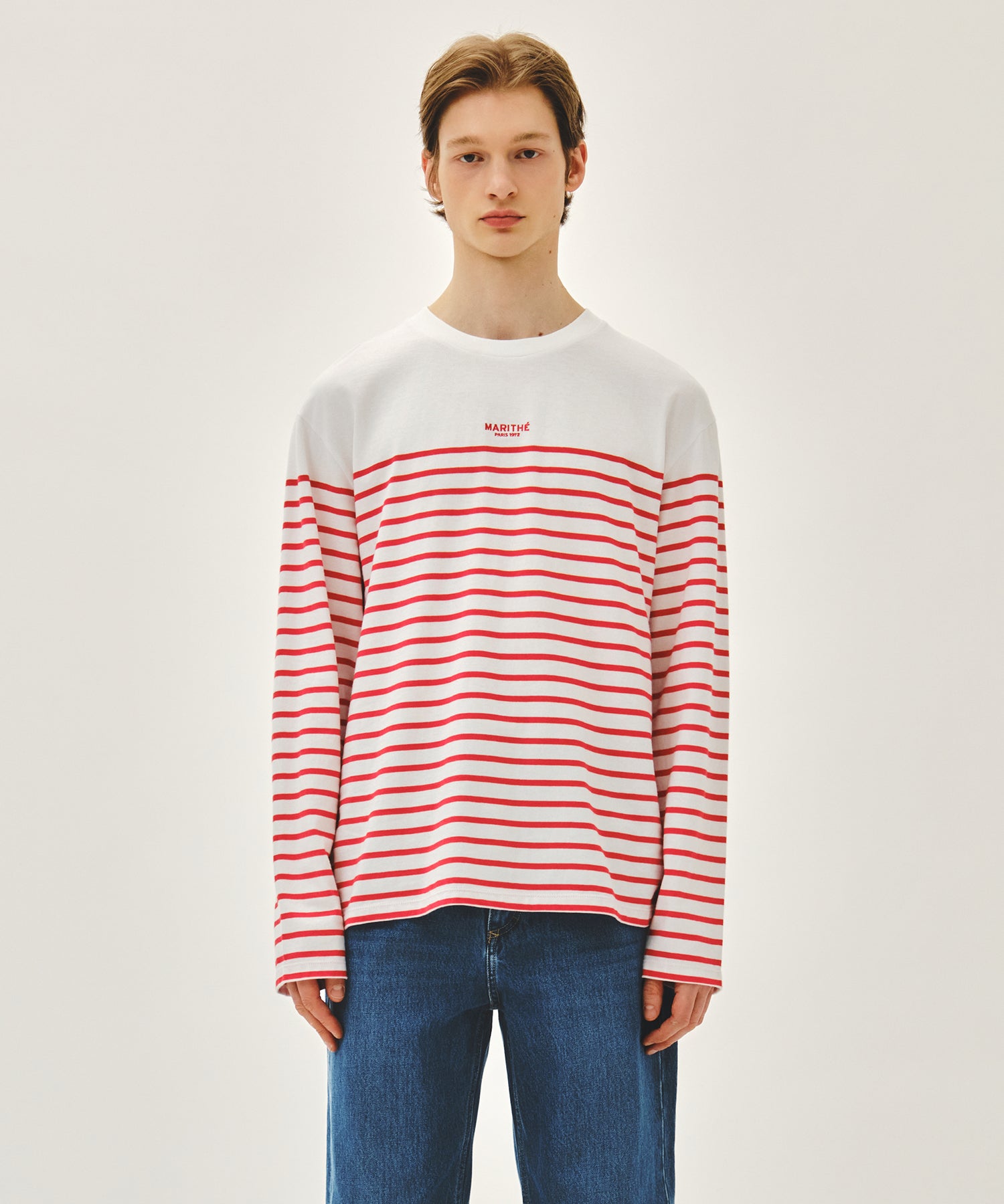 Marithe & Francois Girbaud - Block Stripe Long Sleeve Tee (Red) product image 1 | TRAB K-Fashion Australia