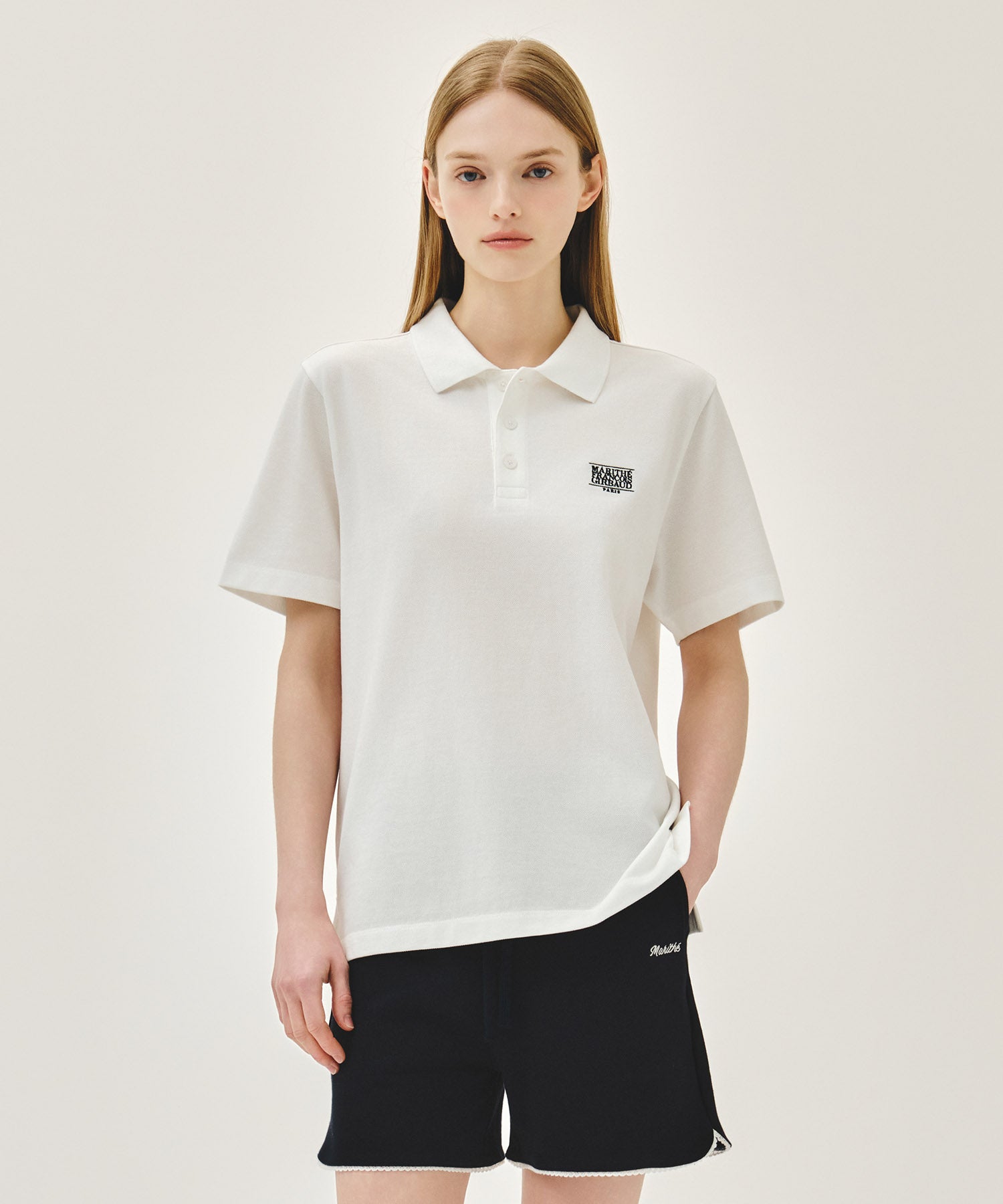 Marithe & Francois Girbaud - Small Classic Logo Pk Collar Tee (White) product image 1 | TRAB K-Fashion Australia