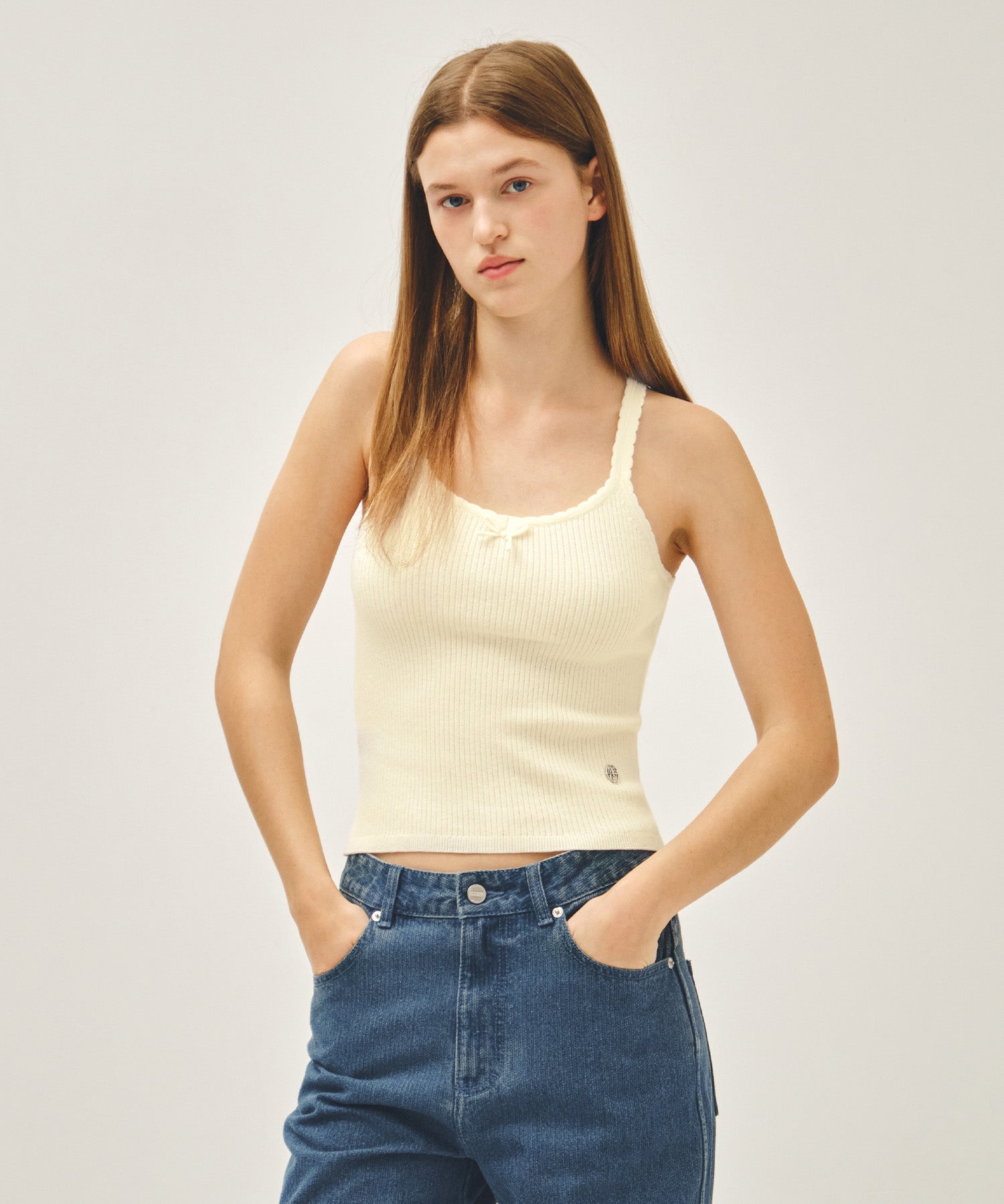 Marithe & Francois Girbaud - Lace Point Knit Vest (Ivory) product image 1 | TRAB K-Fashion Australia