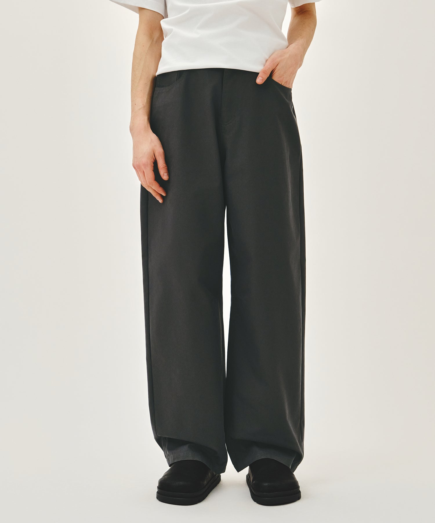 Marithe & Francois Girbaud - Curved Chino Pants (Charcoal) product image 1 | TRAB K-Fashion Australia