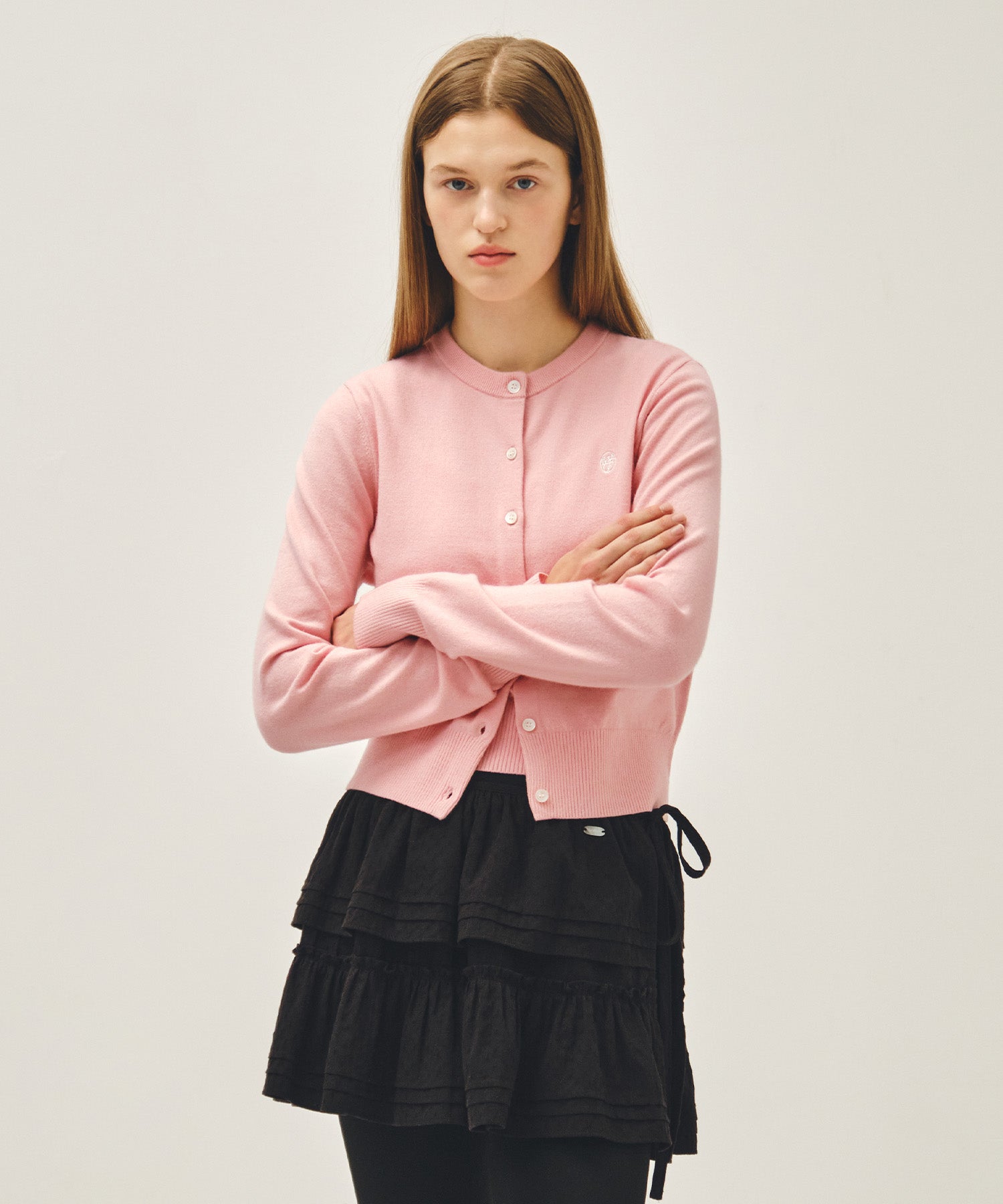 Marithe & Francois Girbaud - Basic Knit Cardigan Setup (Coral Pink) product image 1 | TRAB K-Fashion Australia